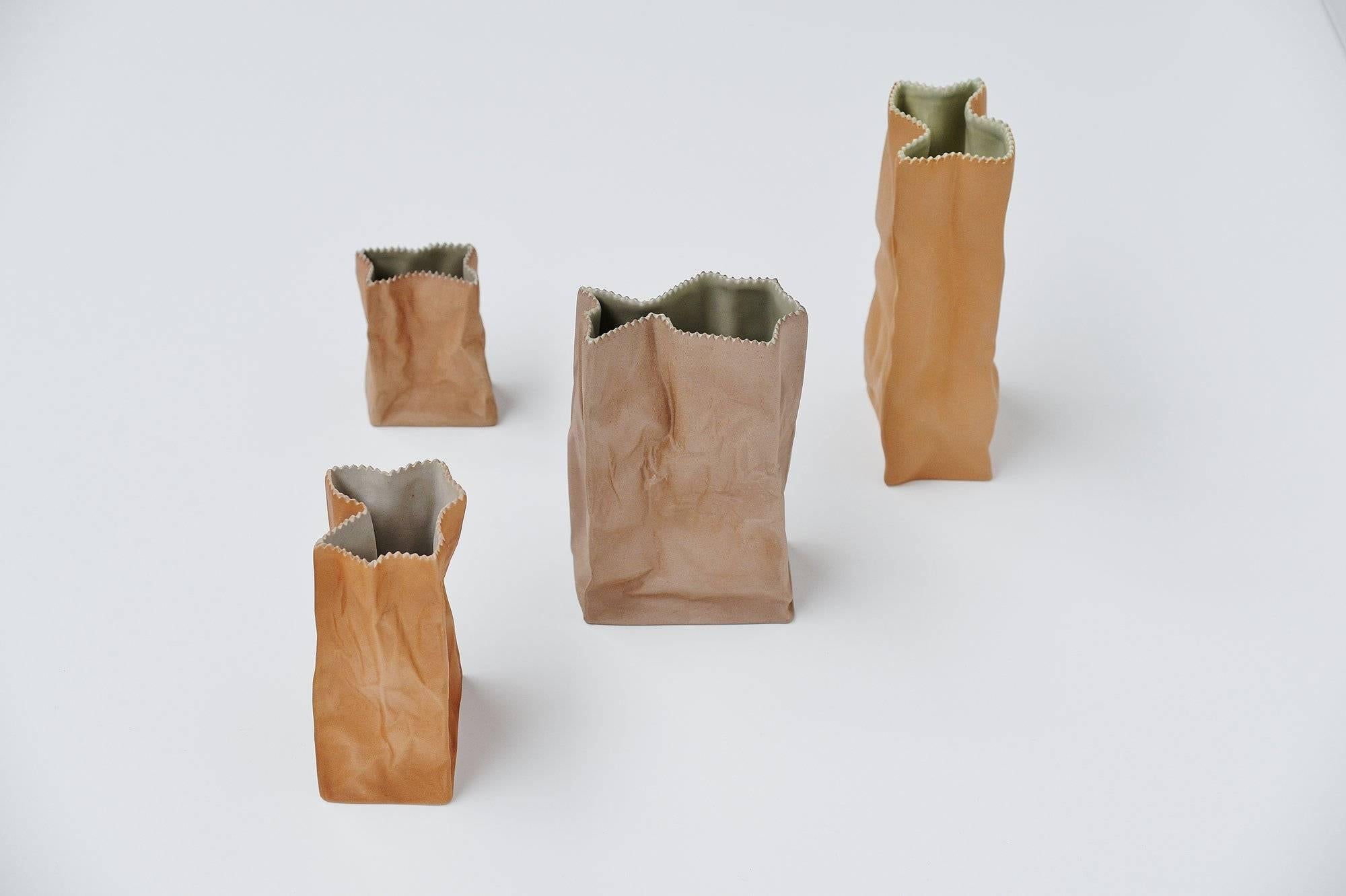 Tapio Wirkkala Paper Bag Vases Rosenthal, Germany, 1977 In Excellent Condition In Roosendaal, Noord Brabant