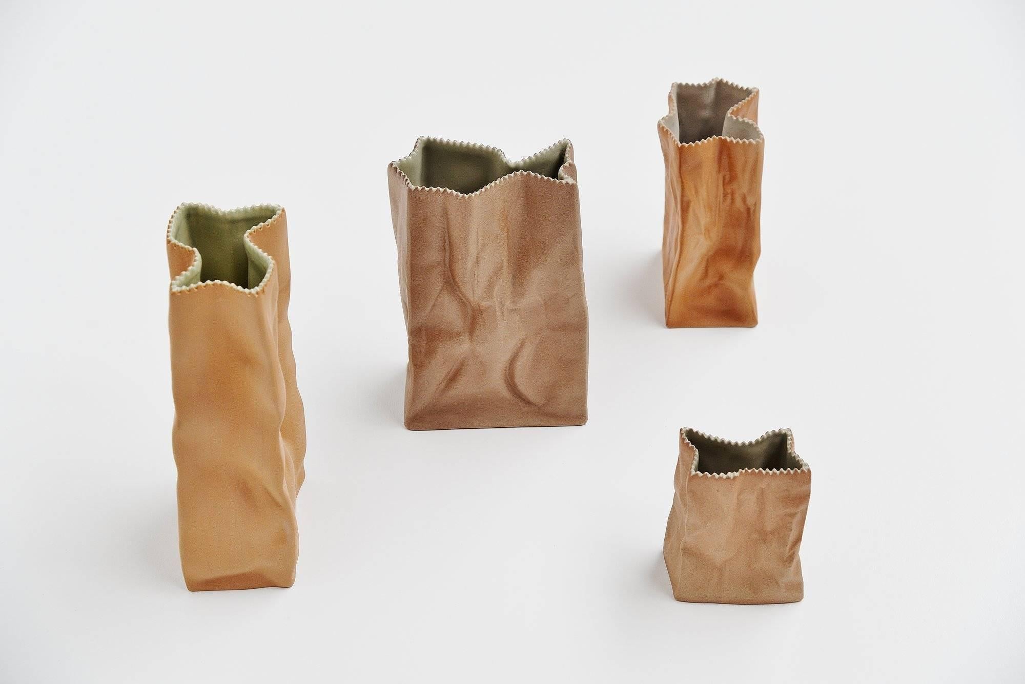 Mid-Century Modern Tapio Wirkkala Paper Bag Vases Rosenthal, Germany, 1977