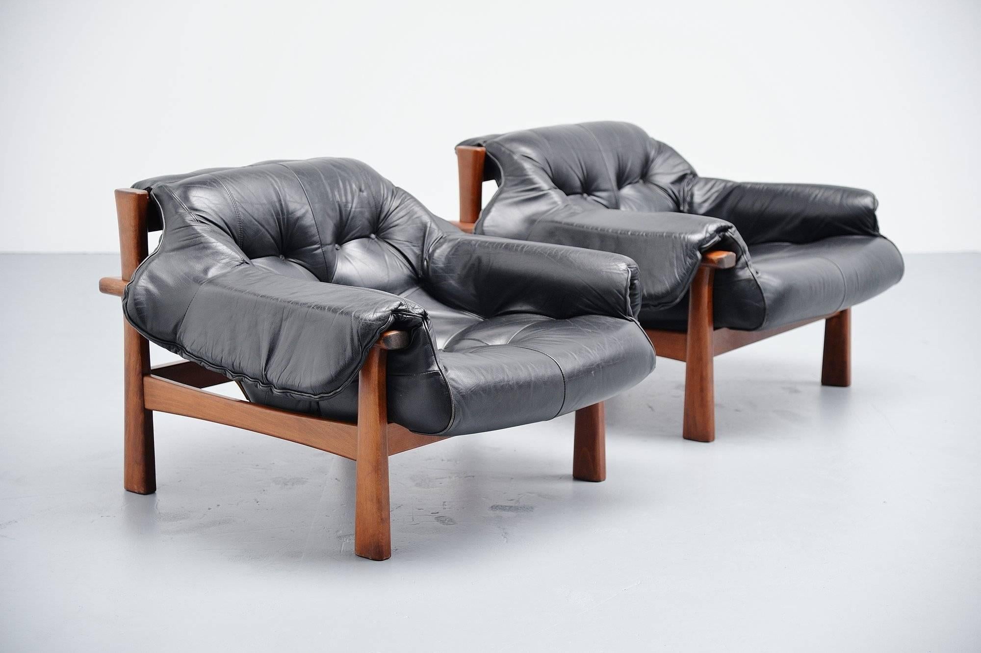 Mid-Century Modern Pair of Percival Lafer Lounge Chairs, Brazil, 1960