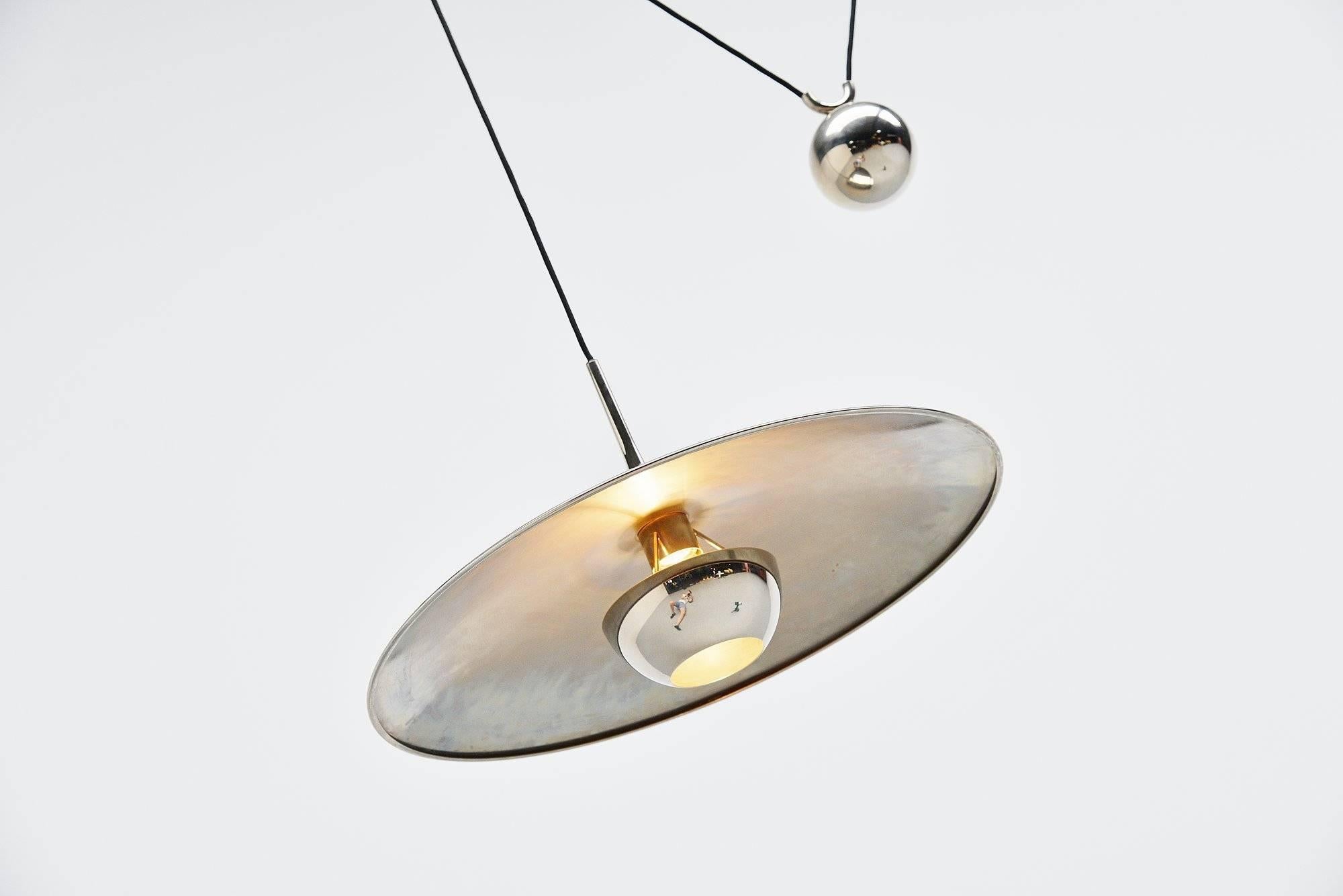 Plated Florian Schulz Onos 55 Pendant Lamp in Chrome, Germany, 1970