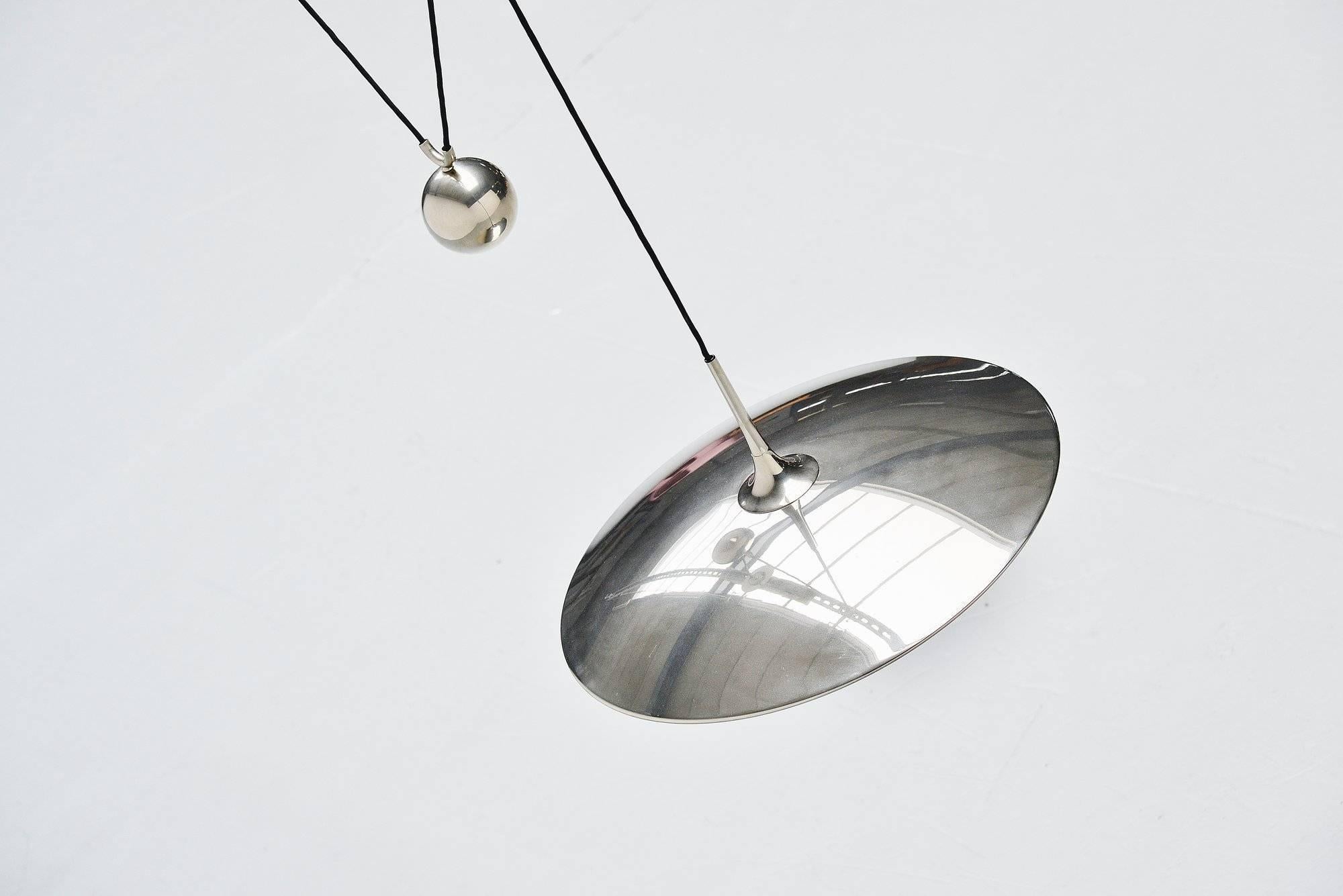 Late 20th Century Florian Schulz Onos 55 Pendant Lamp in Chrome, Germany, 1970