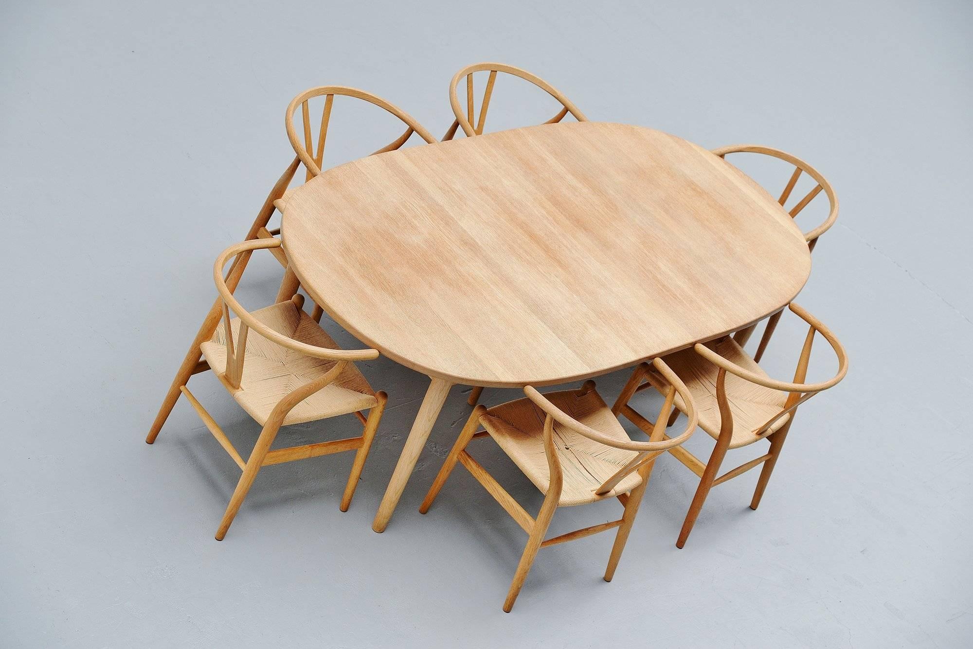 Scandinavian Modern Brdrene Andersen Soaped Oak Dining Table, Denmark, 1970