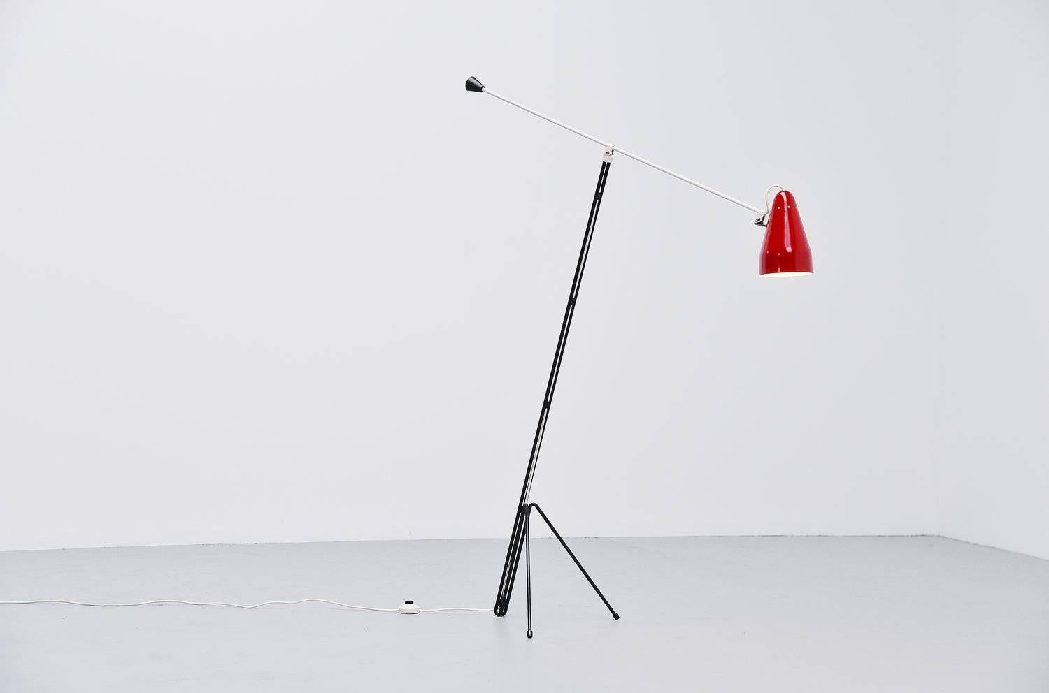Mid-Century Modern Wim Rietveld 6320 Floor Lamp, Gispen Culemborg 1953 For Sale