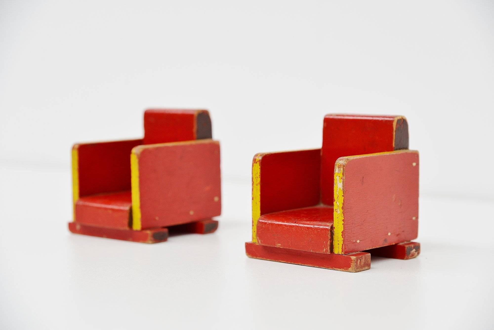Hand-Painted Ado toy chairs Ko Verzuu, Holland 1939