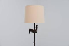 Wrought iron rooster floor lamp Atelier Morolles France 1955