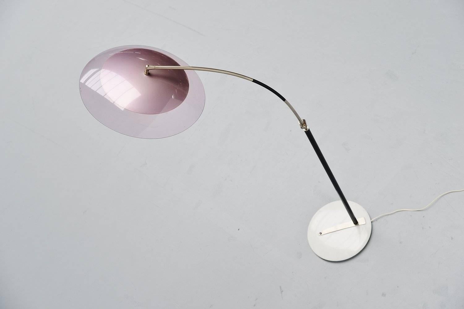 Mid-20th Century Stilux arc floor lamp in plexi and marble Italy 1960