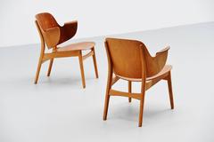 Hans Olsen lounge chairs model 107 Bramin Denmark 1950