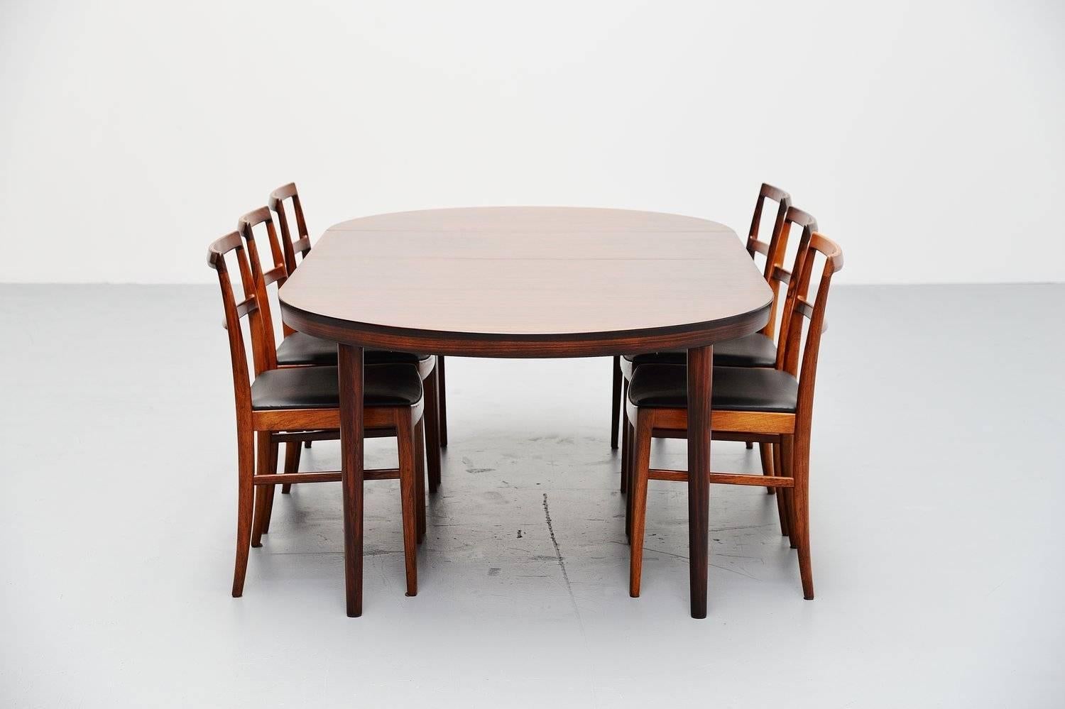 Danish Kai Kristiansen oval rosewood dining table Denmark 1960