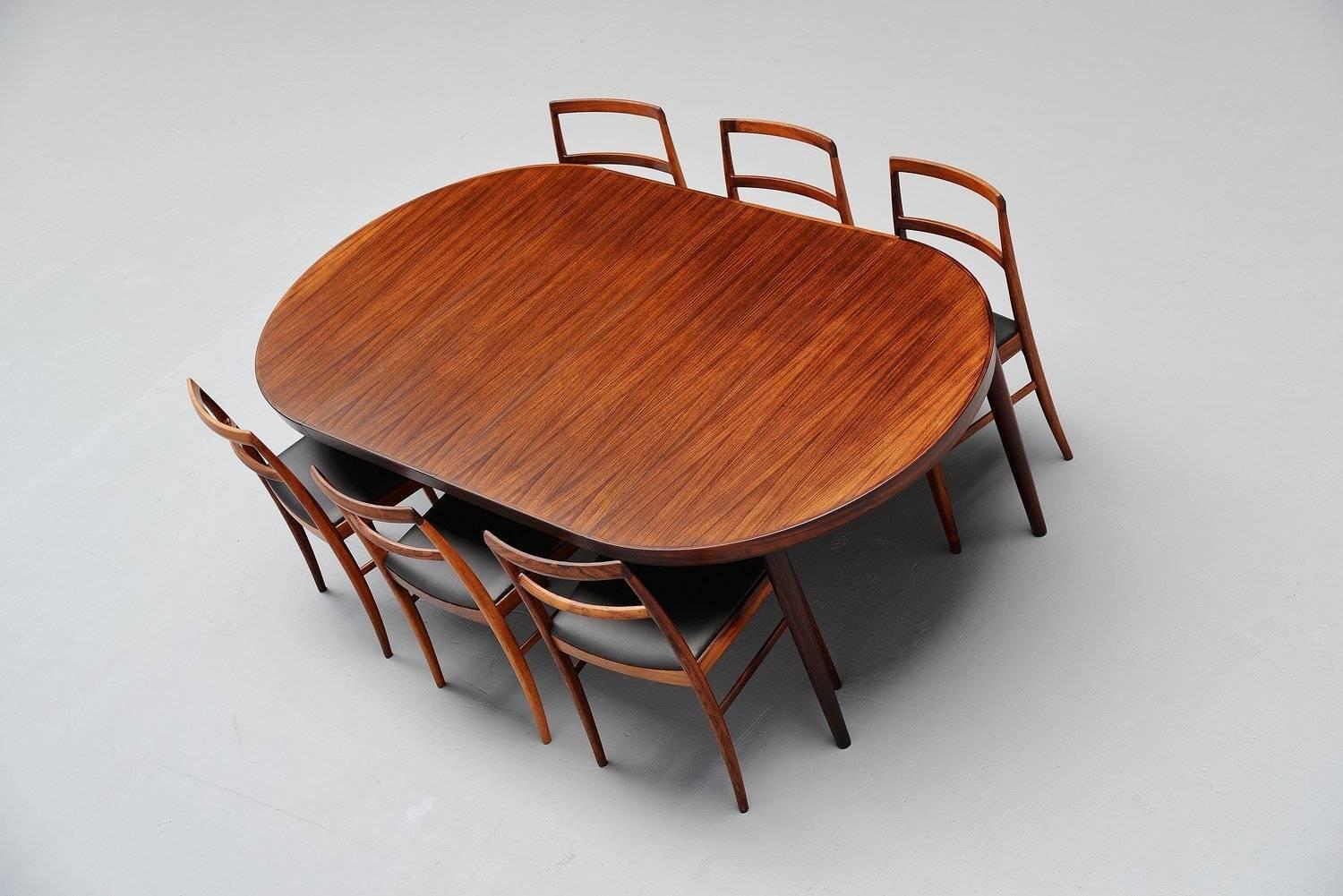 Rosewood Kai Kristiansen oval rosewood dining table Denmark 1960