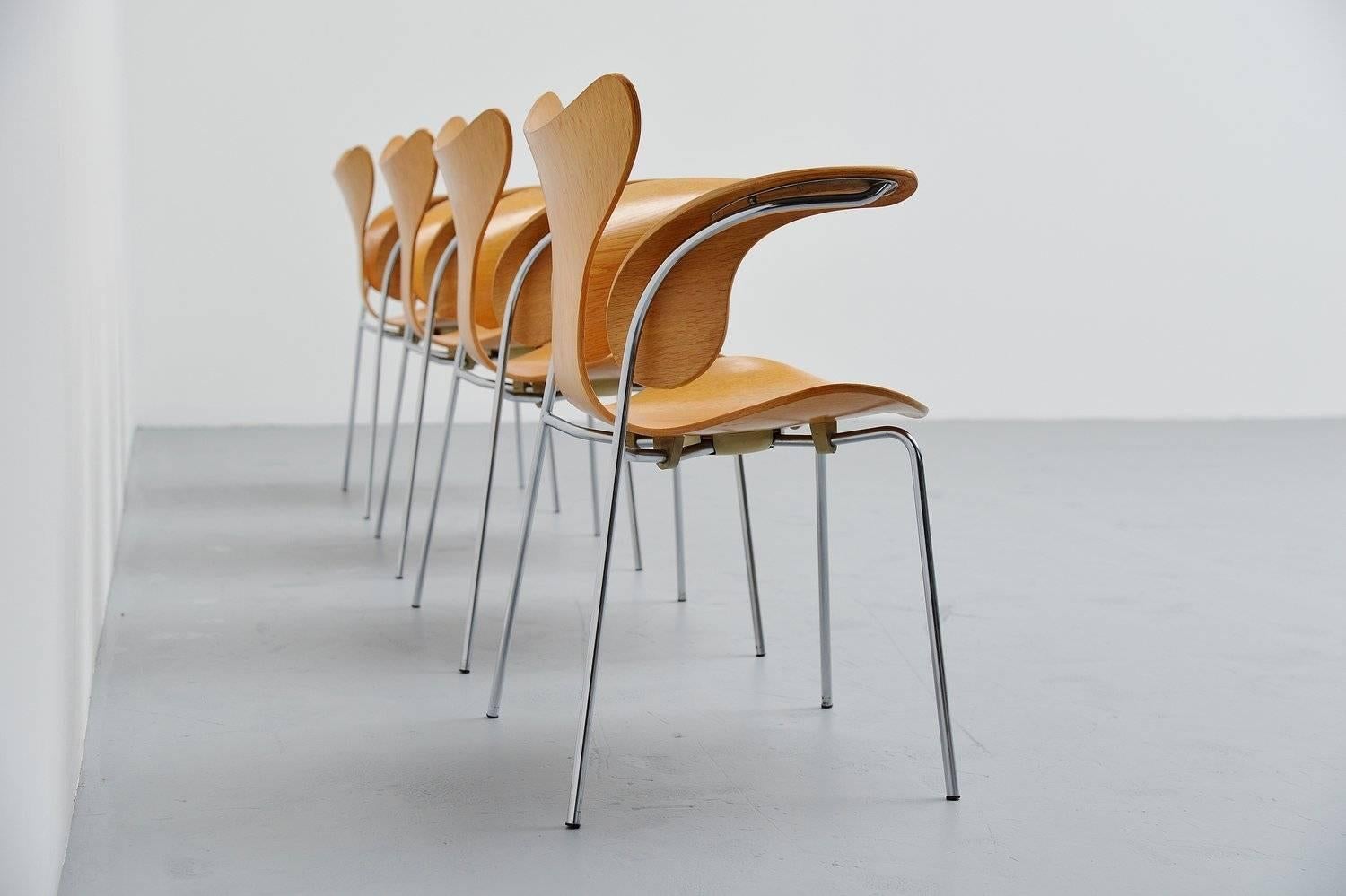 Brushed Arne Jacobsen Seagull Dining Chairs Fritz Hansen, 1972