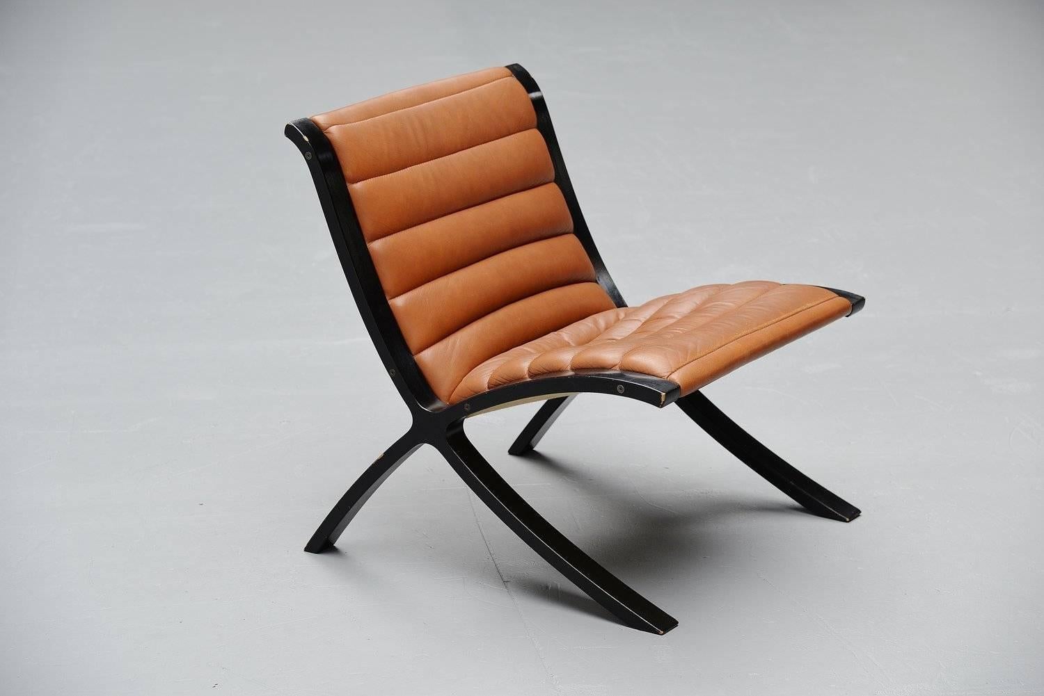 Wood Peter Hvidt Orla Mølgaard Nielsen X-Chair Fritz Hansen, 1979