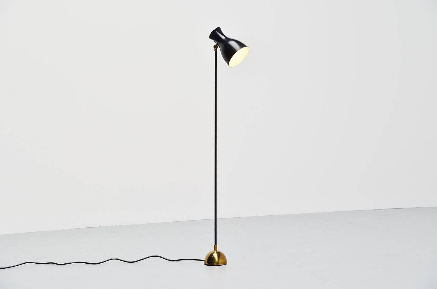 Brass Dieter Schulz Floor Lamp for Wohnbedarf AG Schweiz, 1957