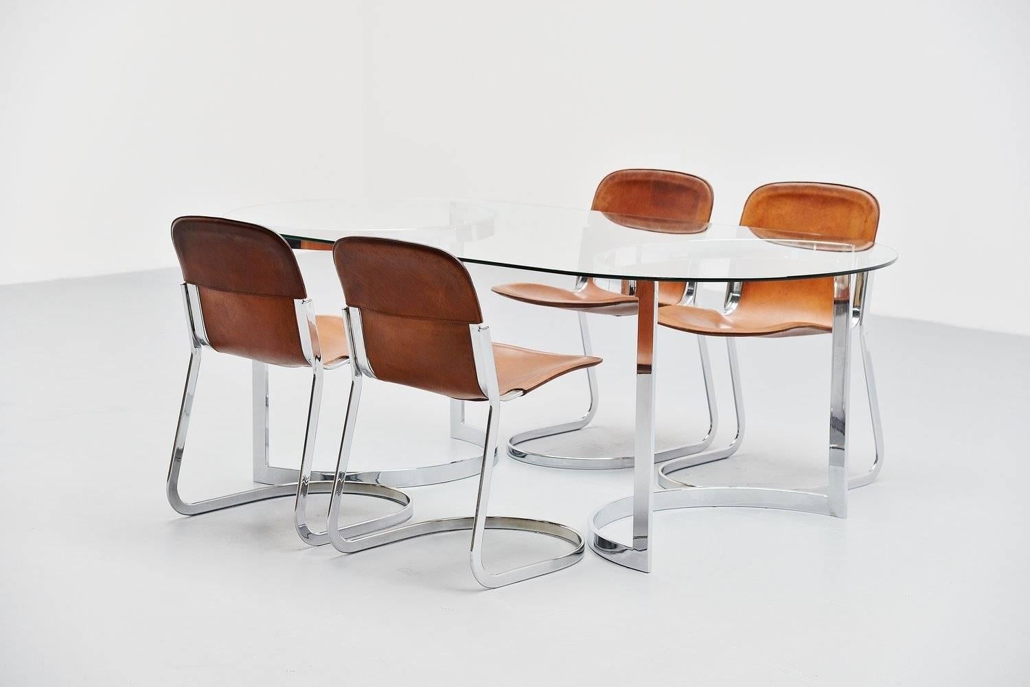 Plated Oval Cidue Dining Table, Italy, 1970