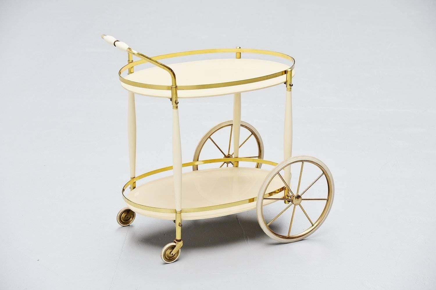 Italian Brass and Glass Tea Cart, 1950 2