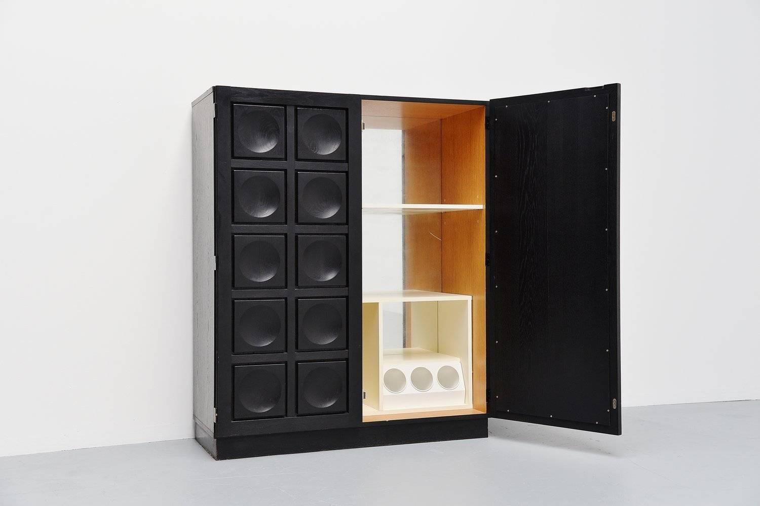 Belgian Brutalist Dry Bar Cabinet Black Stained Oak, 1970 2