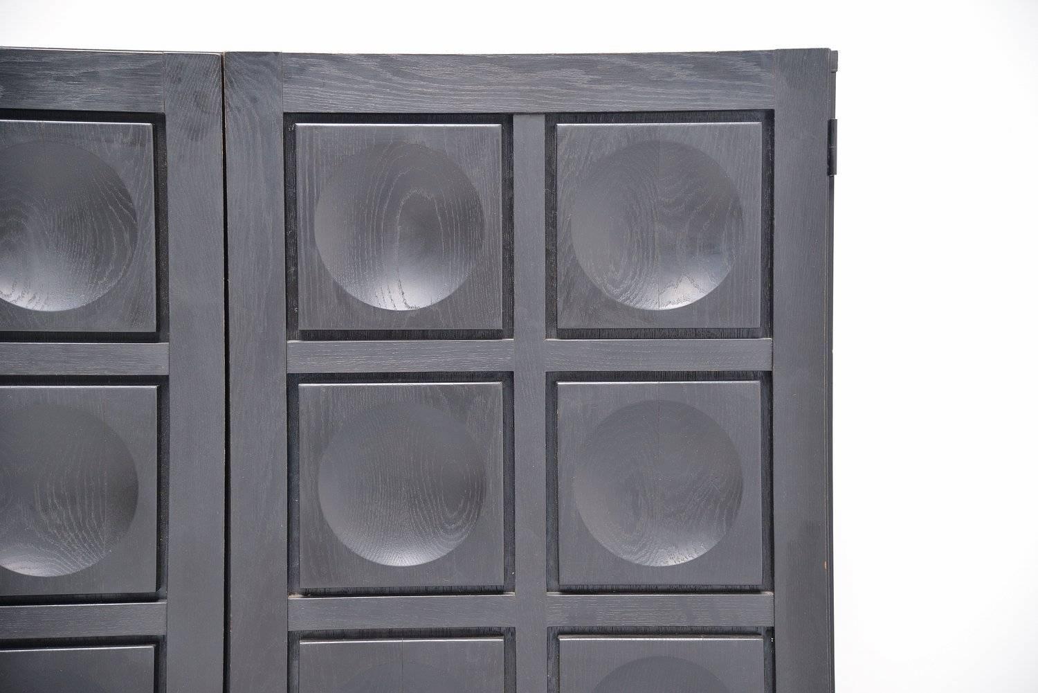 Mid-Century Modern Belgian Brutalist Dry Bar Cabinet Black Stained Oak, 1970