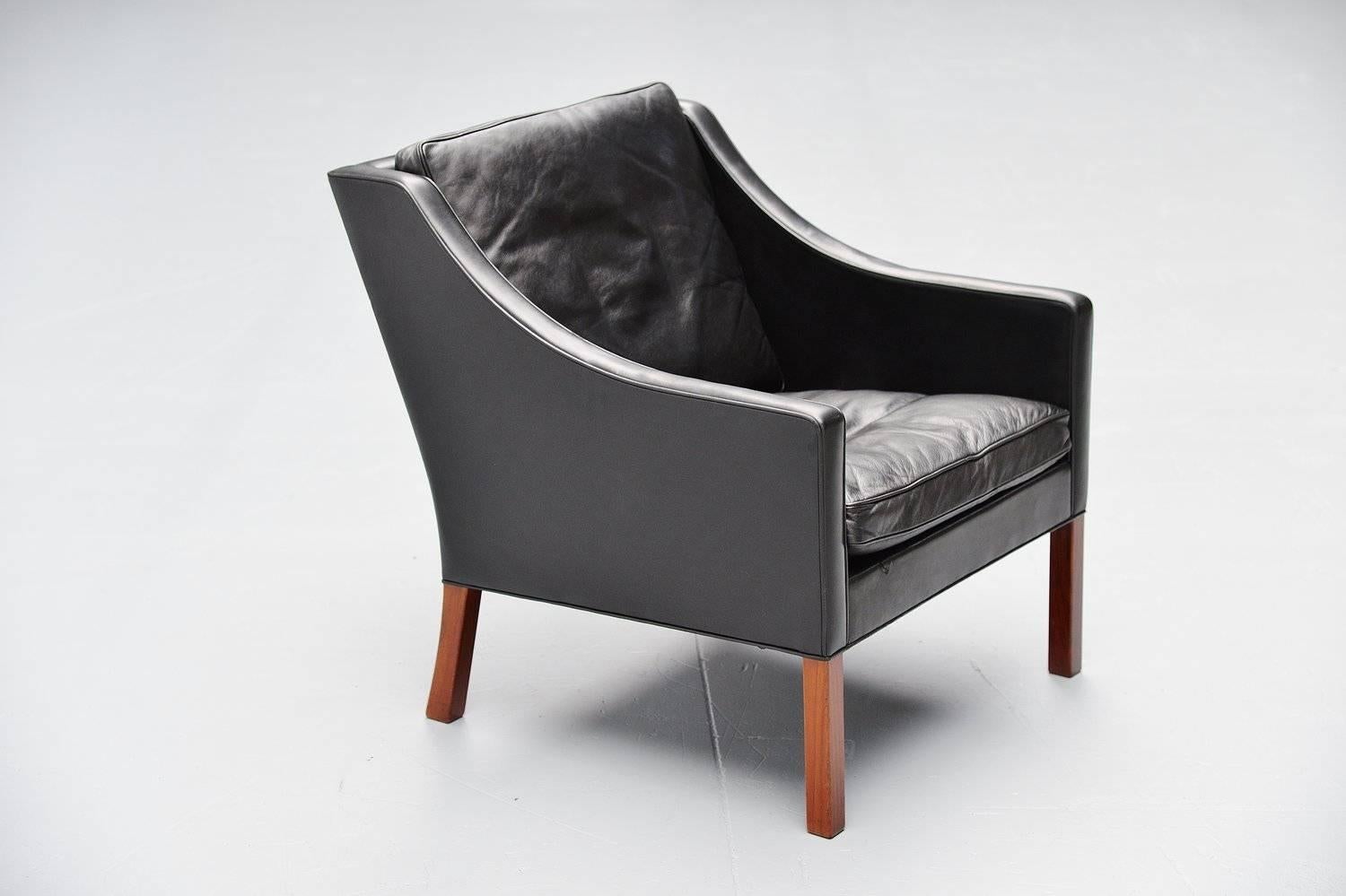 Leather Borge Mogensen Fredericia Lounge Chairs, Denmark, 1963