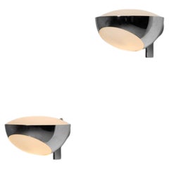 Max Ingrand 1963 sconces chrome Fontana Arte Italy 1963