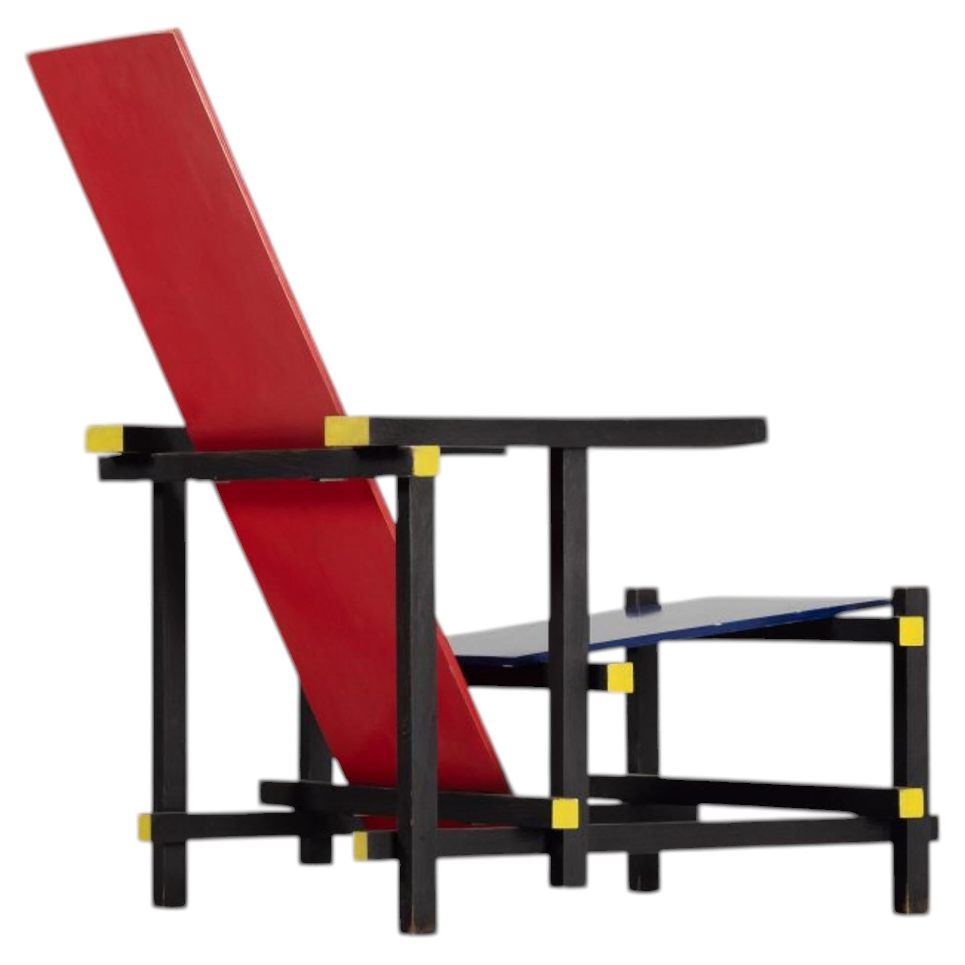 Gerrit Rietveld red and blue chair Gerard vd Groenekan 1975 For Sale