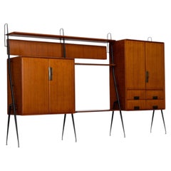 Silvio Cavatorta Wandschrank aus Teakholz, Italien 1958