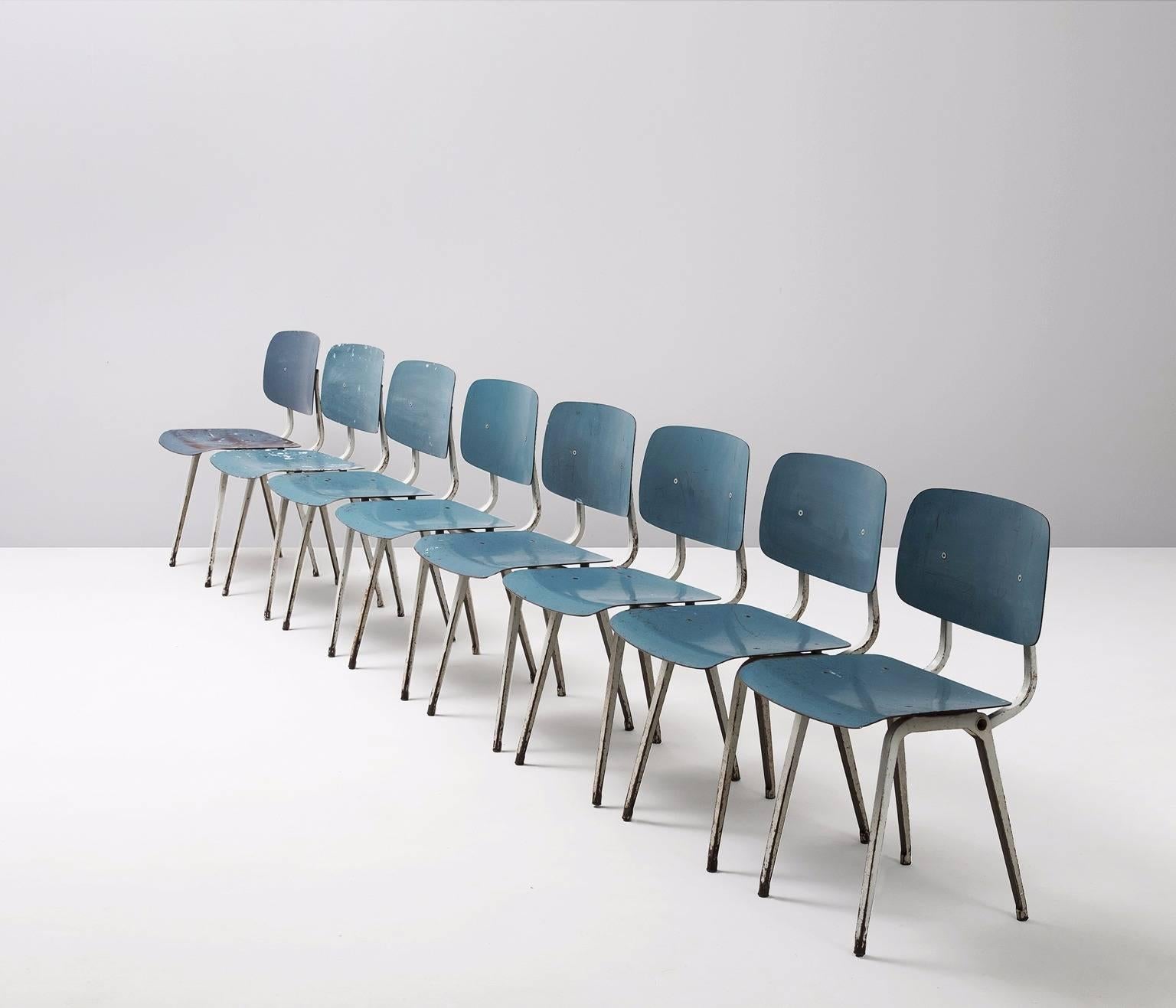 Mid-Century Modern Friso Kramer Set of Eight Revolt Chairs