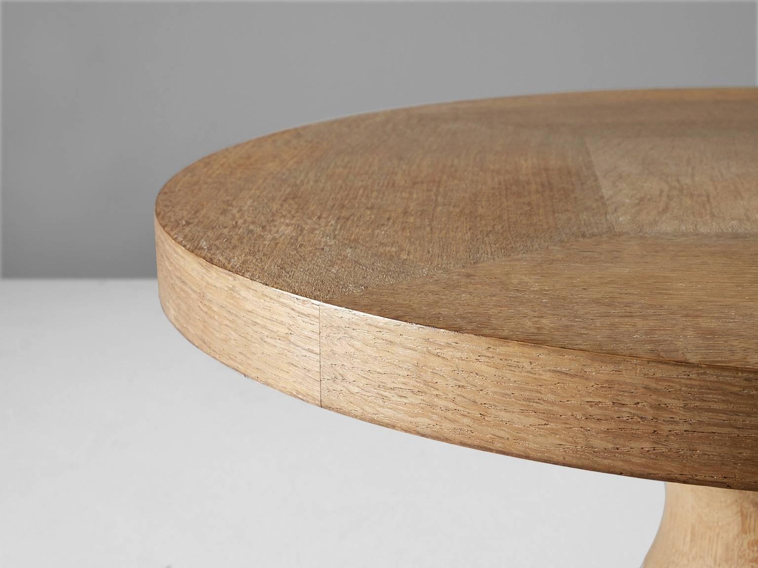 Art Deco Round Coffee Table in Solid Oak