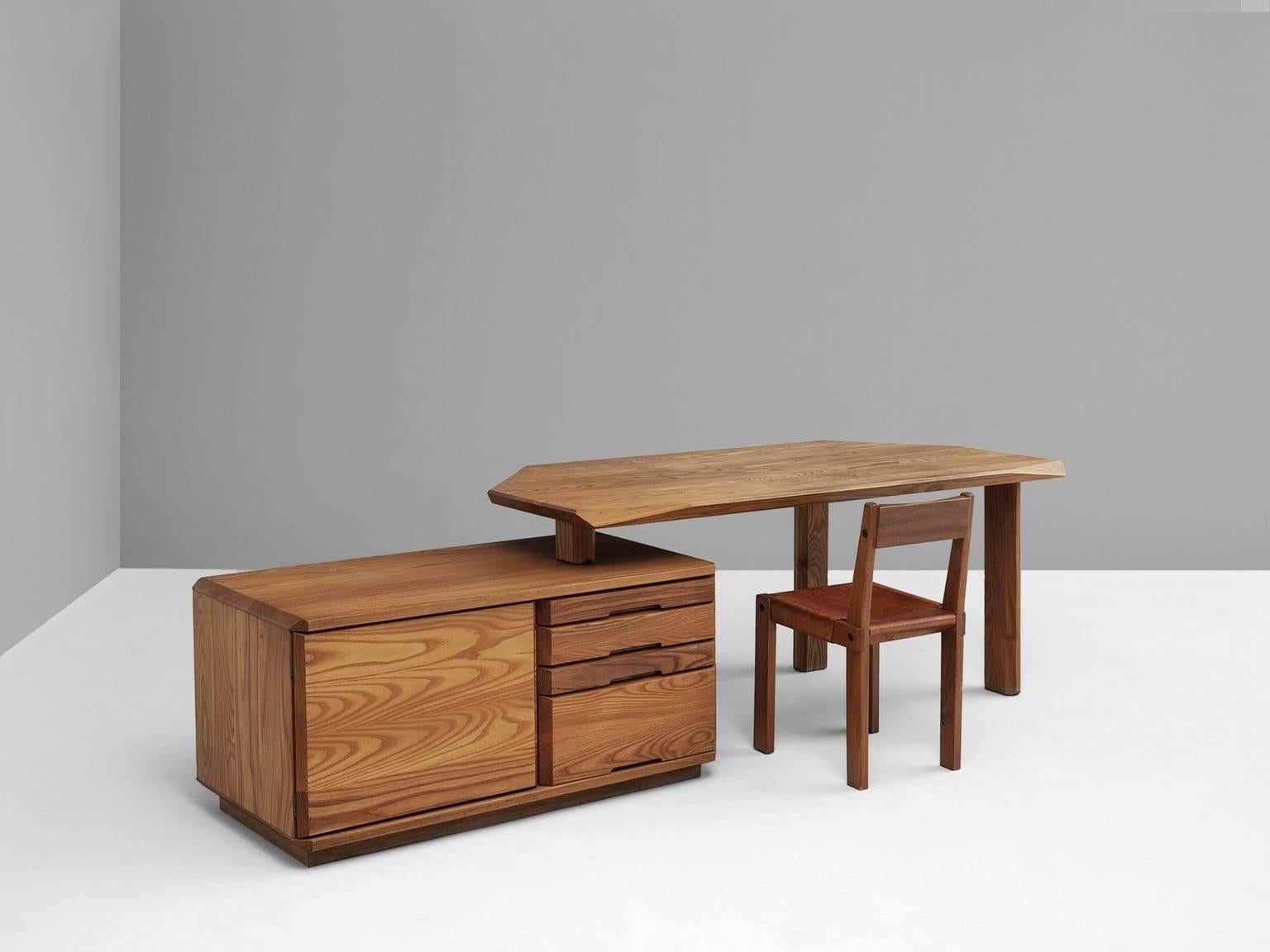 Mid-Century Modern Pierre Chapo B40 Desk in Solid Elm