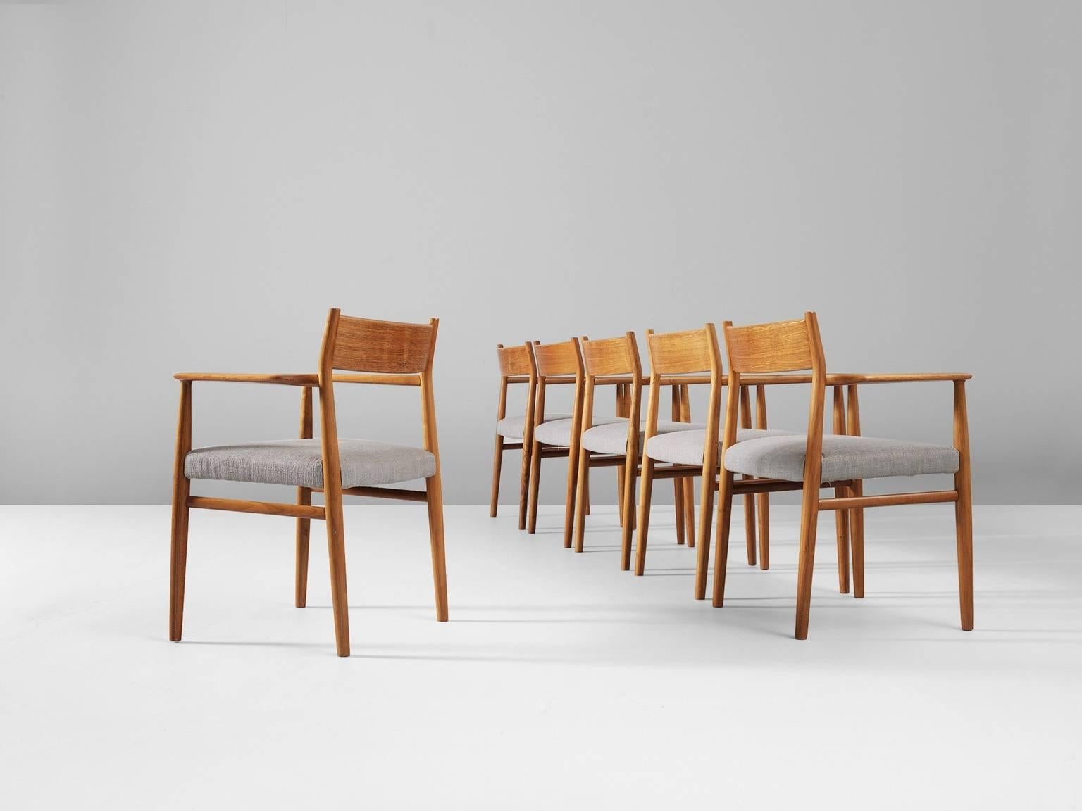 Danish Arne Vodder Set of Six Dining Chairs in Walnut
