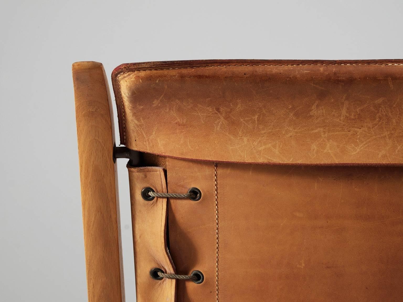 Hvidt & Mølgaard Pair of X-Chairs in Cognac Leather In Good Condition In Waalwijk, NL