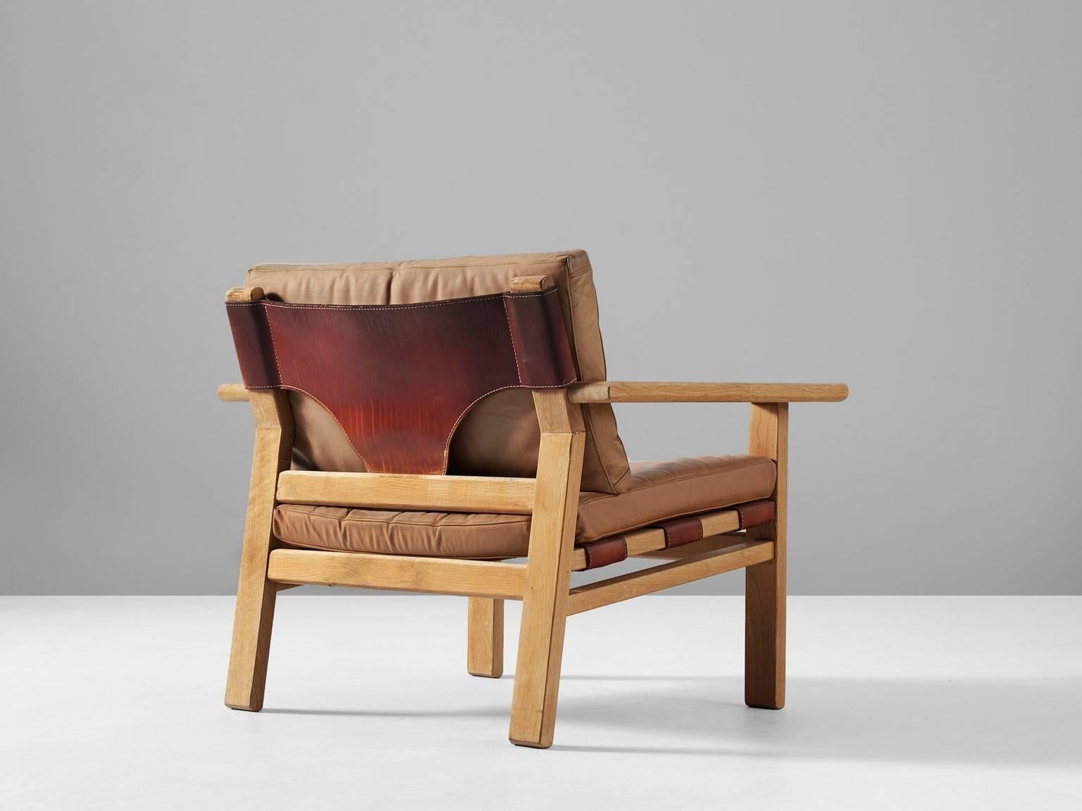 Scandinavian Modern Kurt Ostervig Armchair in Oak and Leather for K.P. Møbler