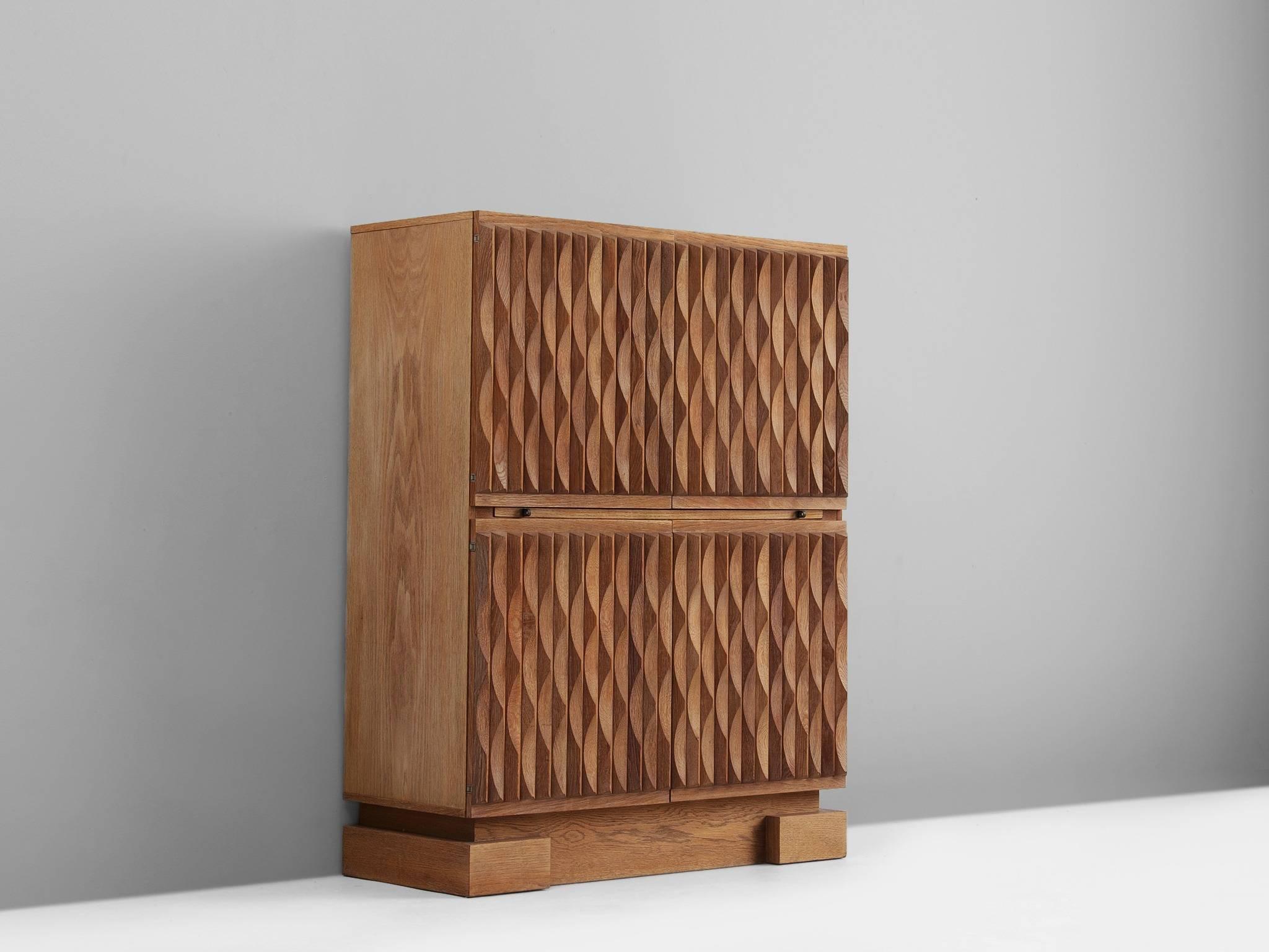 European Blond Brutalist Highboard in Oak 