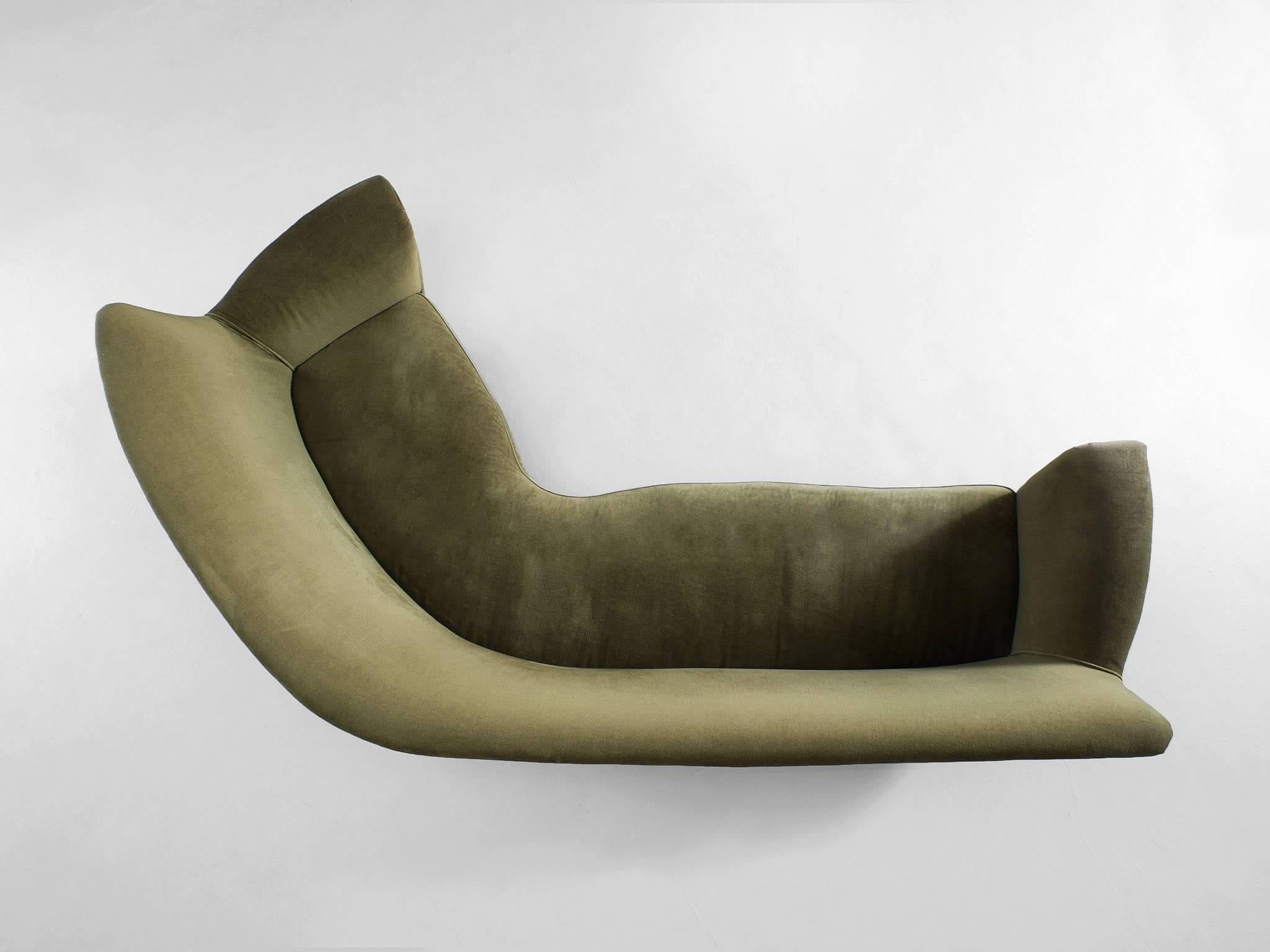 Mid-20th Century Ico Parisi Large Curved Sofa in Green Velvet