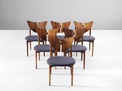 Kurt Østervig Satz von sechs Esszimmerstühlen in Nussbaum