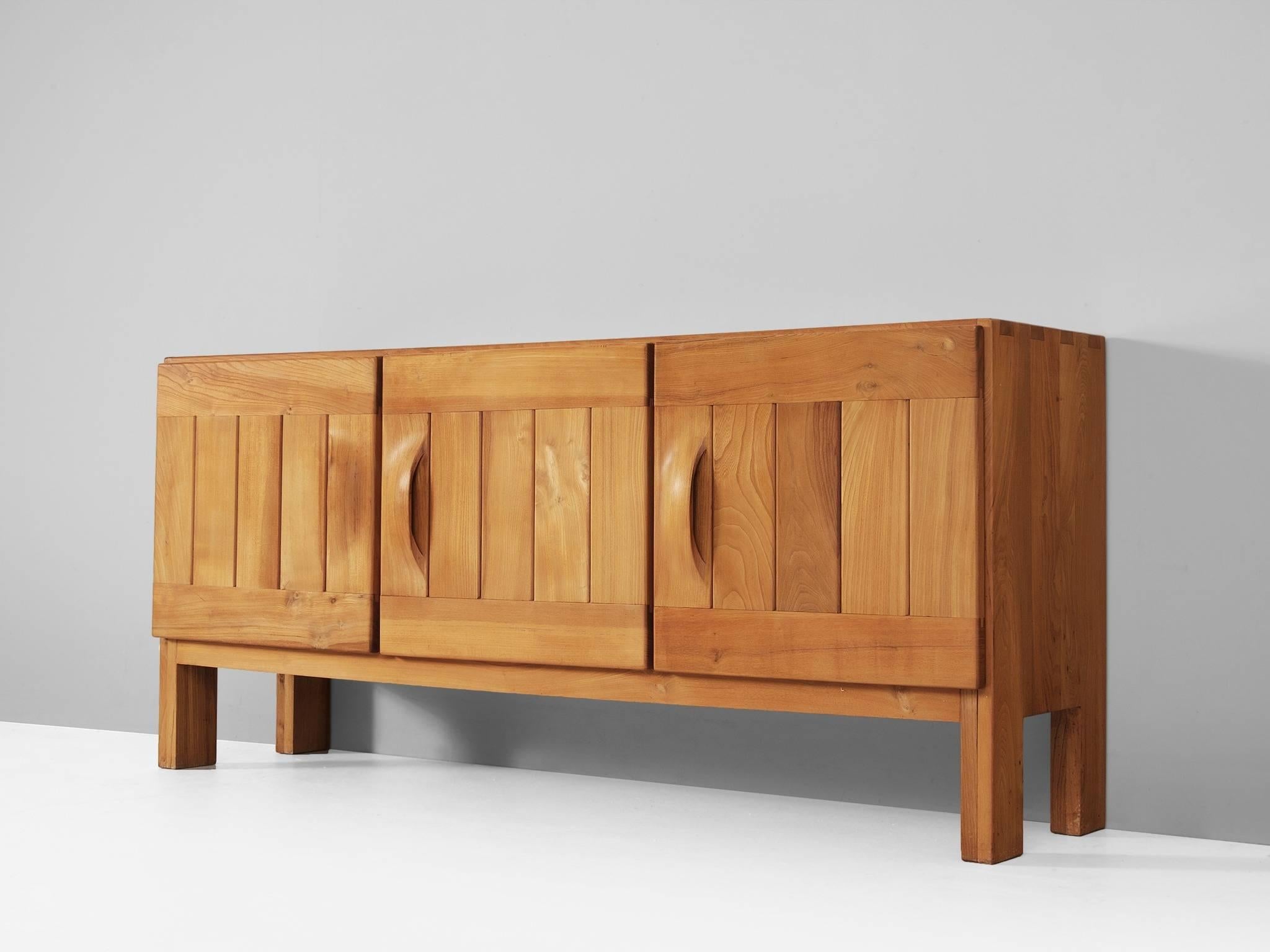 Mid-Century Modern French Sideboard in Solid Elm