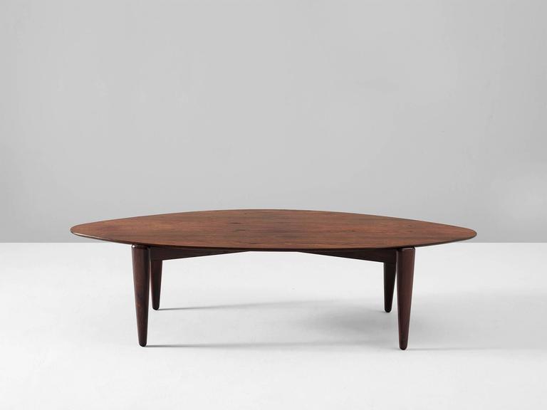 Large Danish Organic Shaped Coffee Table In Rosewood