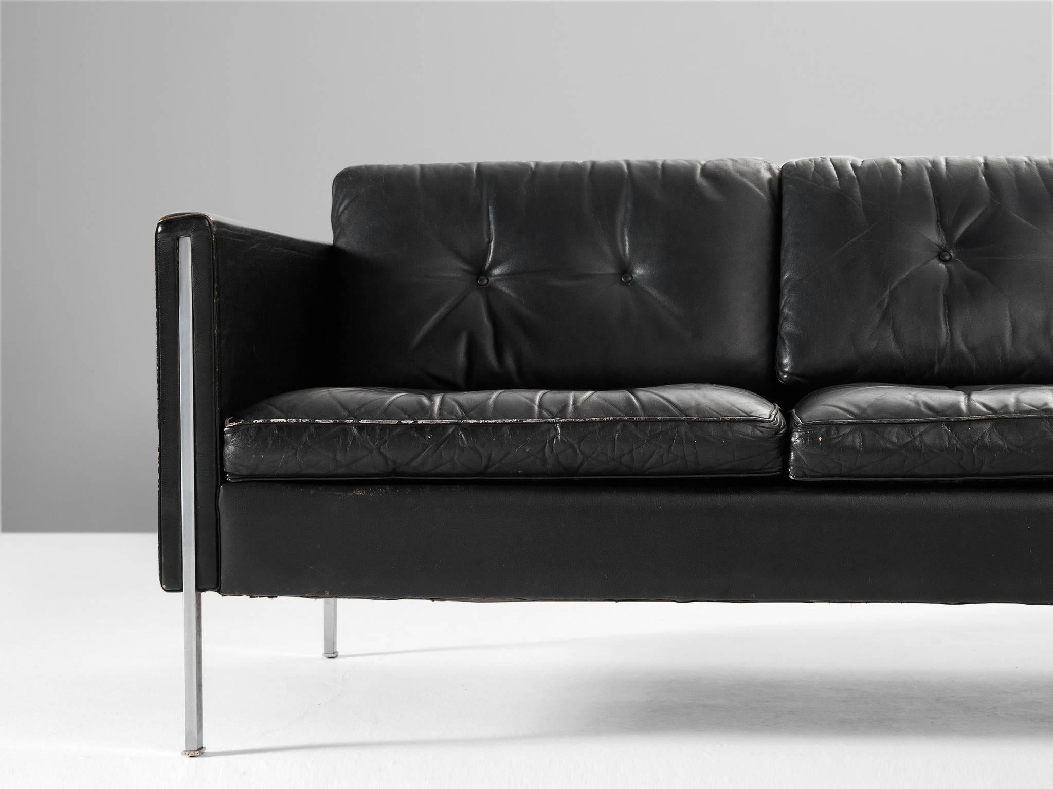 Mid-20th Century Pierre Paulin 442 Sofa in Black Leather for Artifort
