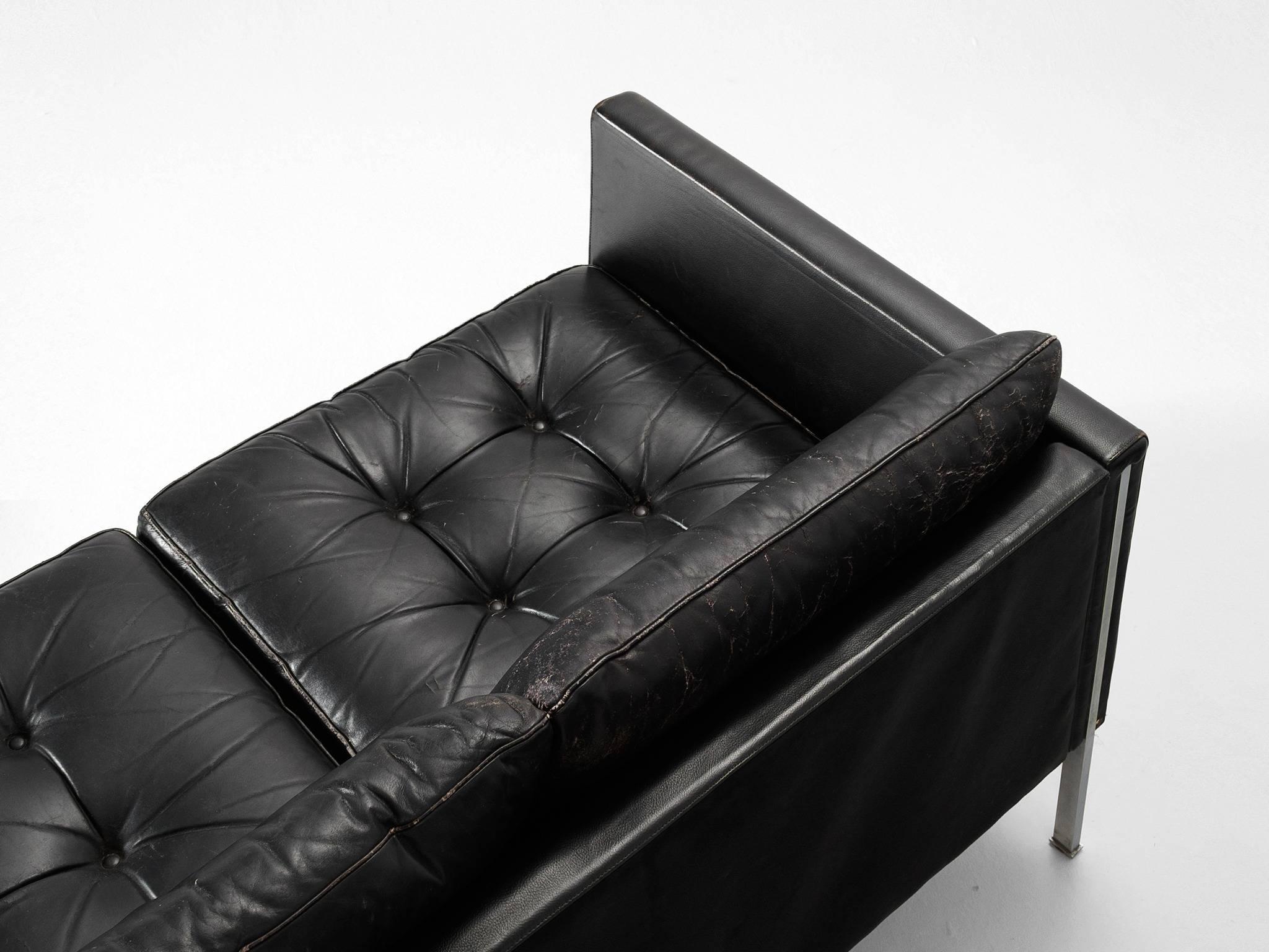 Pierre Paulin 442 Sofa in Black Leather for Artifort In Good Condition In Waalwijk, NL