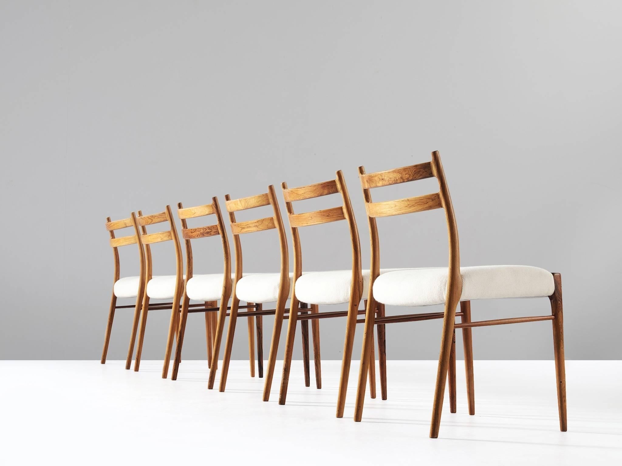 Scandinavian Modern Arne Wahl Iversen Set of Six Dining Chairs in Rosewood