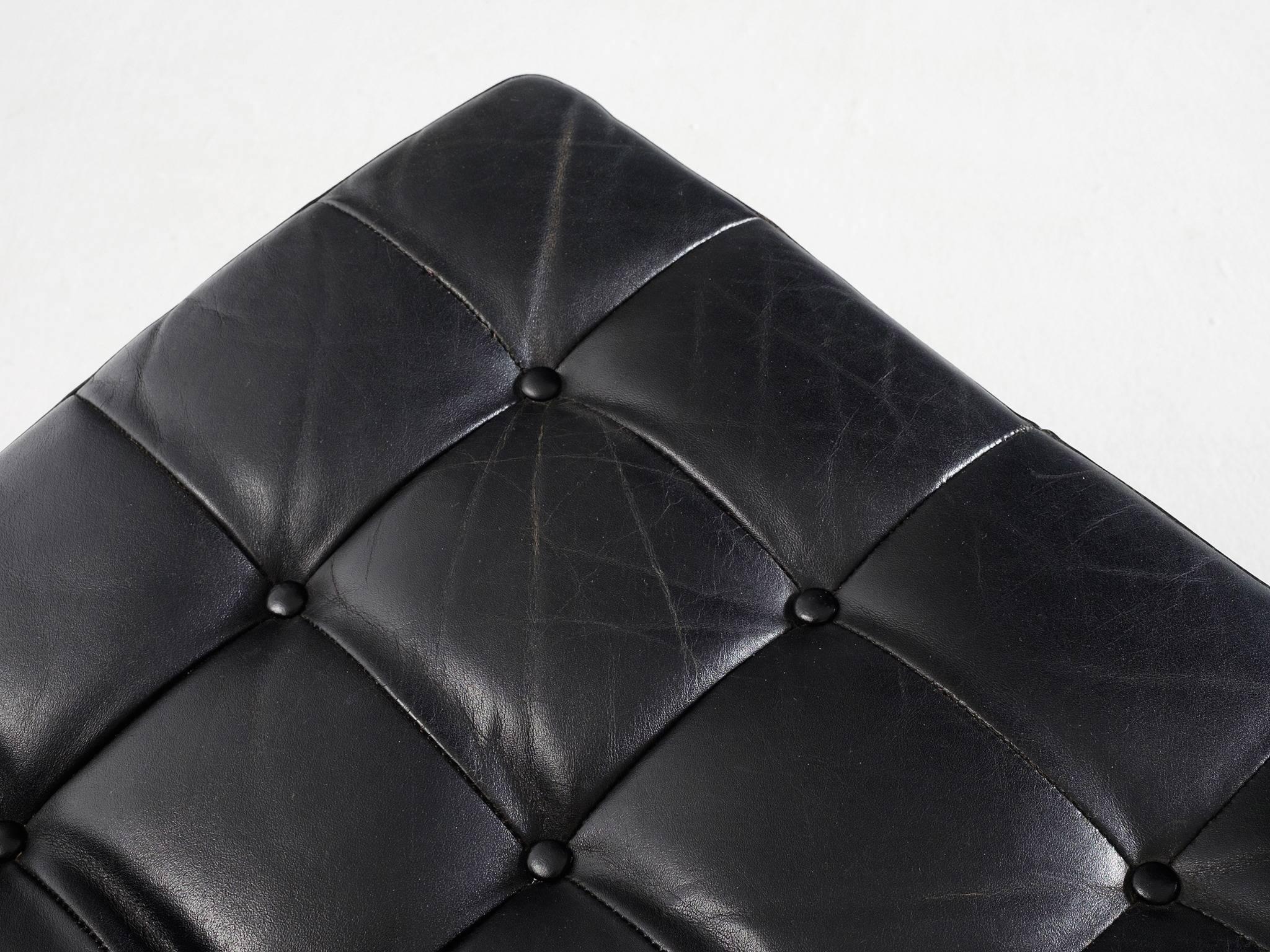 Pair of Easy Chairs in Black Leather for France & Søn 1