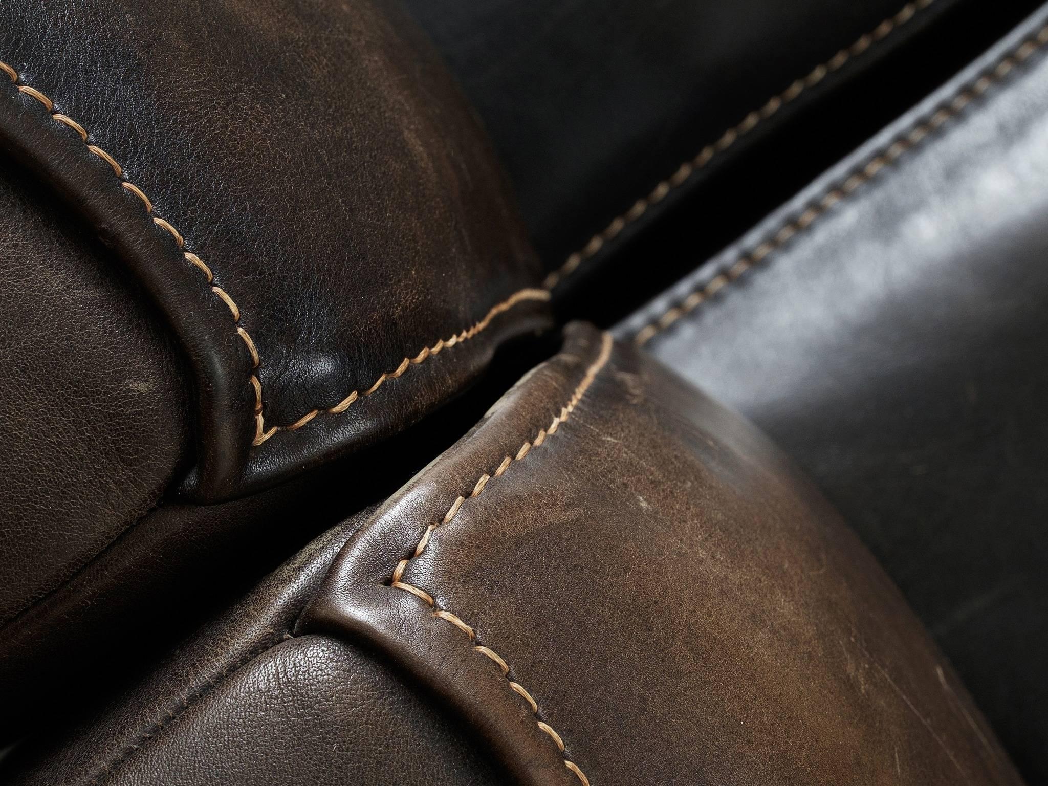 De Sede DS15 Sectional Sofa in Patinated Brown Buffalo Leather In Good Condition In Waalwijk, NL