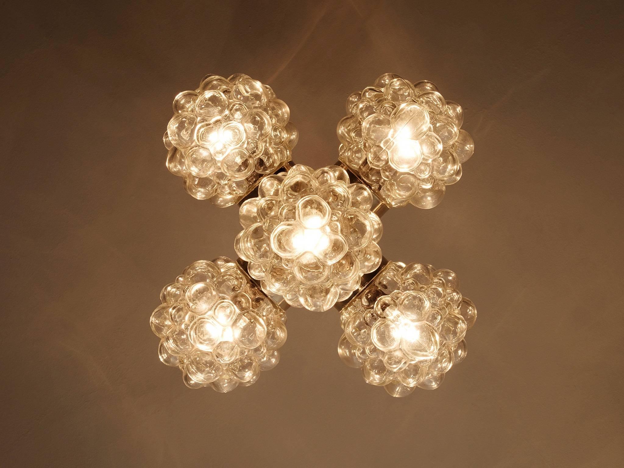 Late 20th Century Large Set of Chandeliers with Structured Glass By H. Tynell
