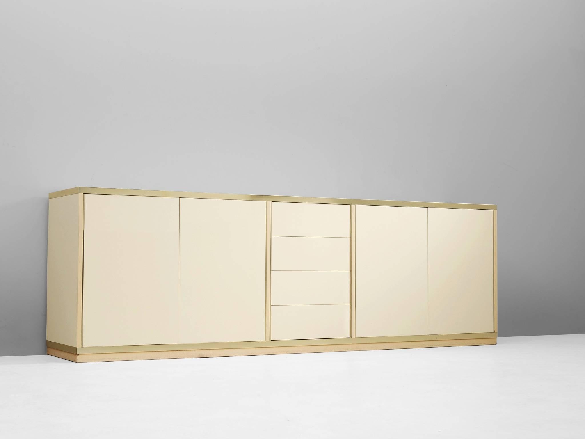 Mid-Century Modern High Gloss Brass Sideboard