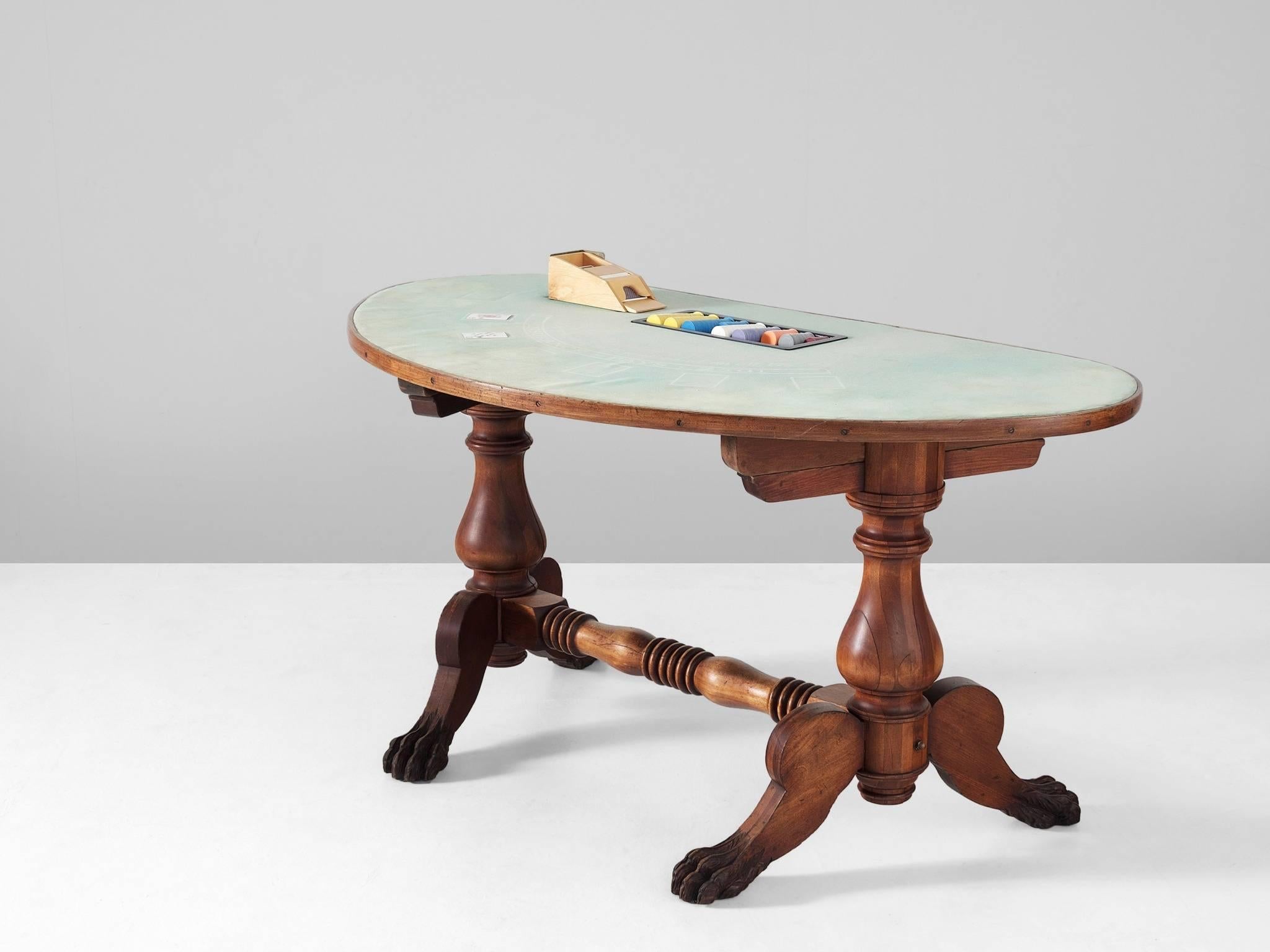 Mid-Century Modern American Black Jack Game Table in Mahogany