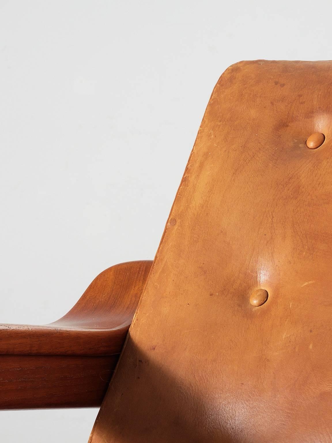 Early 1940s Kindt-Larsen 'Fireplace Chair' in Original Leather 1