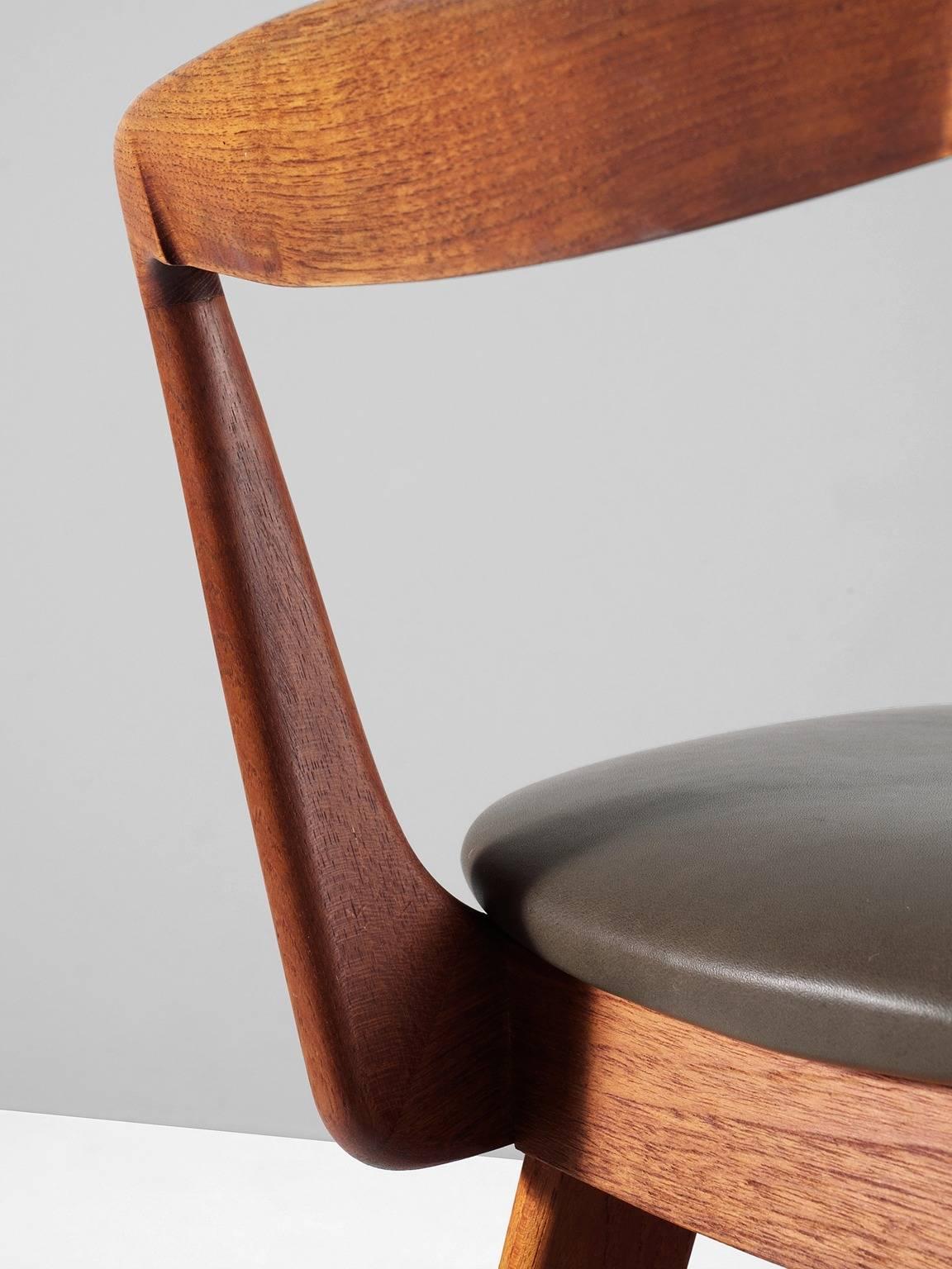 Mid-20th Century Rosengren Hansen Set of Four Teak Bar Stools for Brande Møbelfabrik