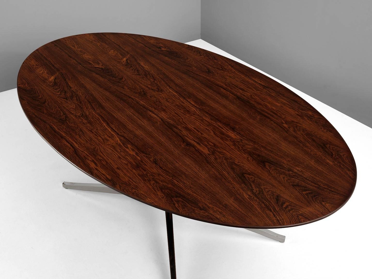 American Florence Knoll Oval Shaped Dining Table in Rosewood