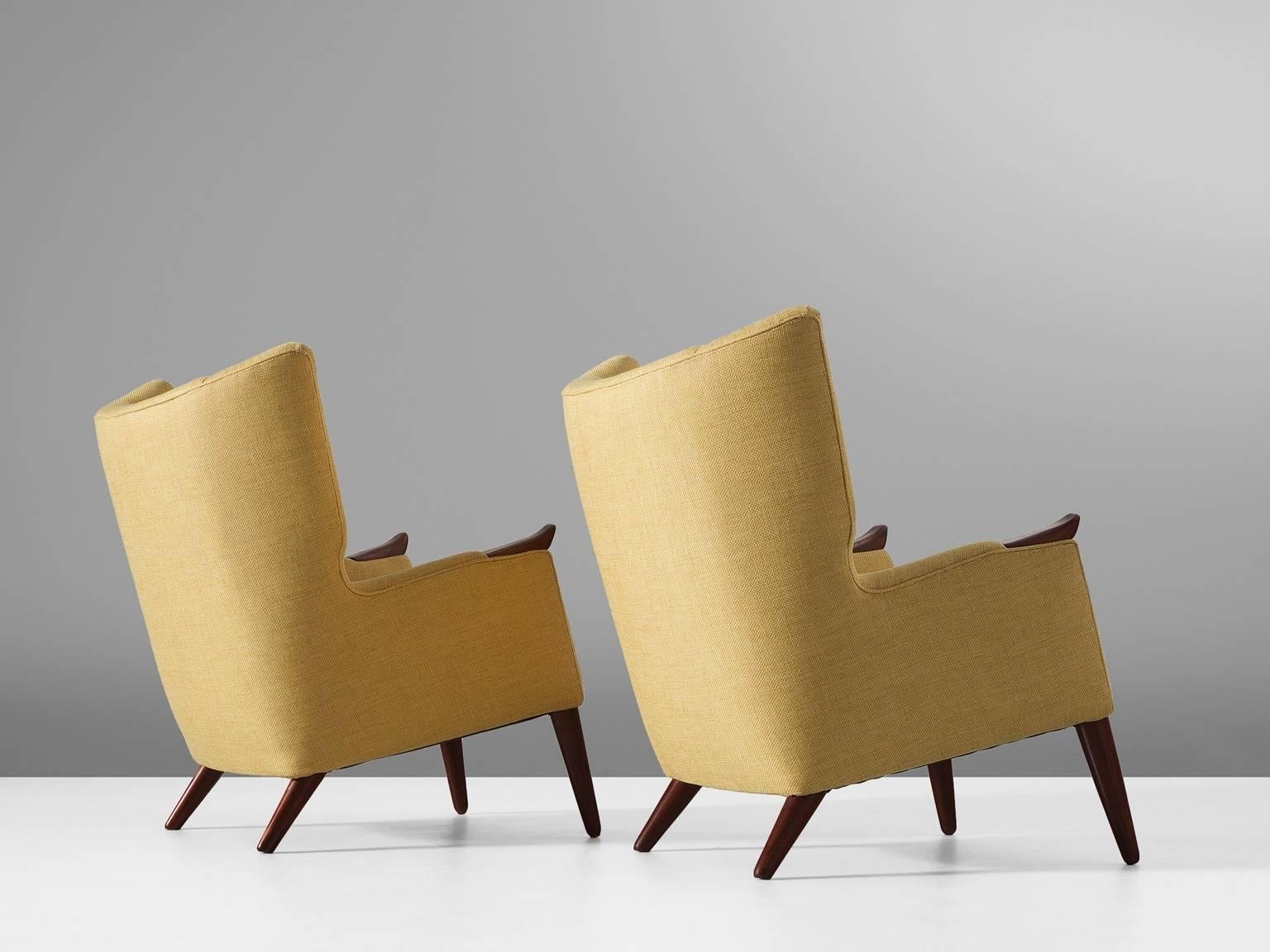 Danish Kurt Østervig Pair of Yellow Lounge Chairs