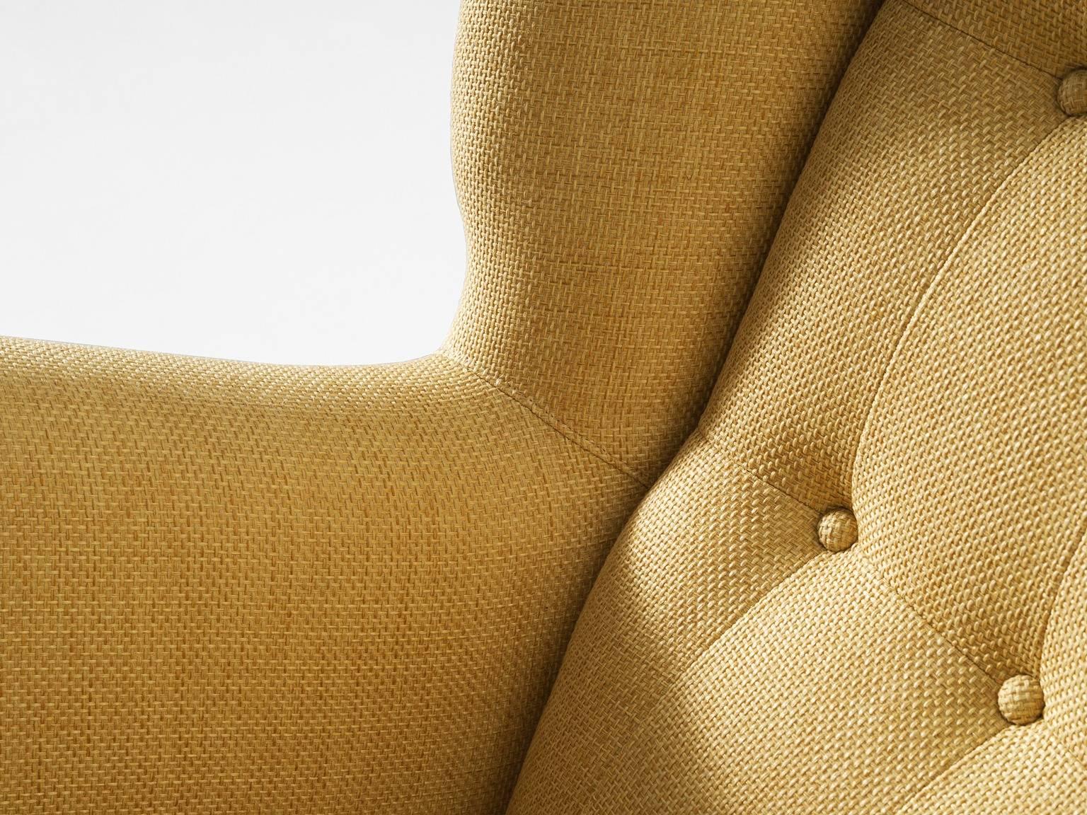 Fabric Kurt Østervig Pair of Yellow Lounge Chairs