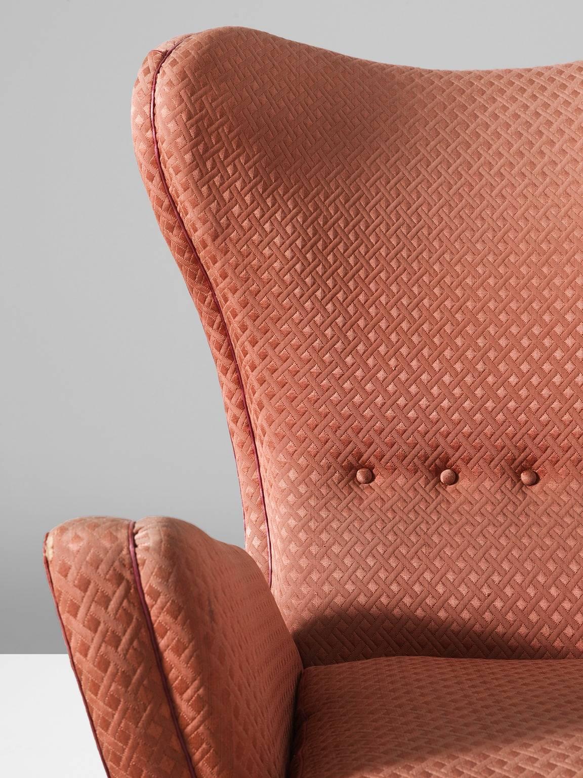 Fabric Pair of Italian Lounge Chairs