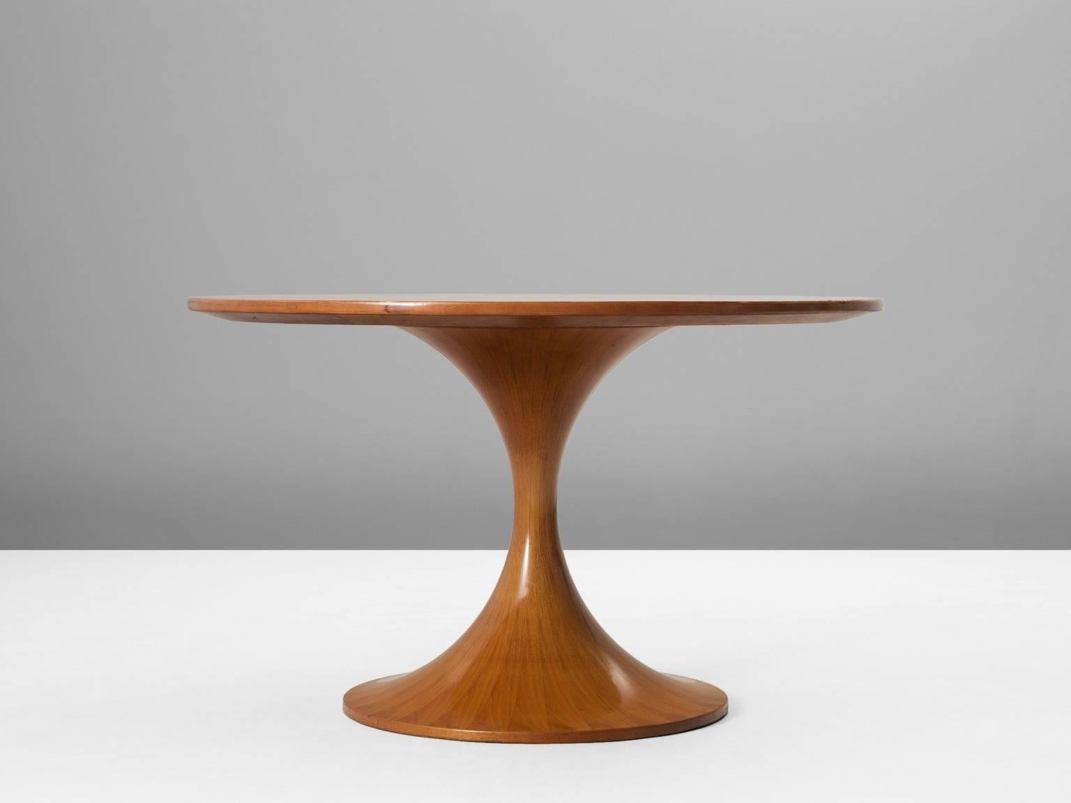 Mid-Century Modern Luigi Massoni Wooden Round Pedestal Dining Table